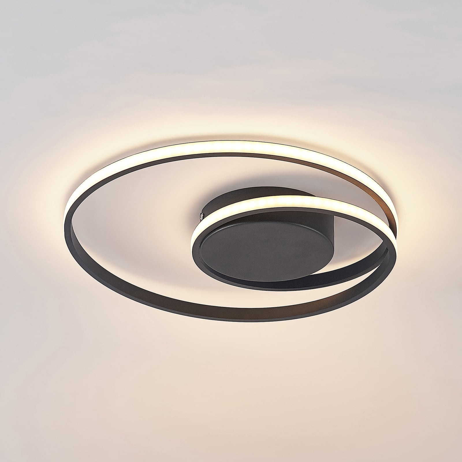 LED Deckenleuchte Lampe Youna schwarz Lindby Alu dimmbar Lichtspender Deckeneuch - 4251096591033