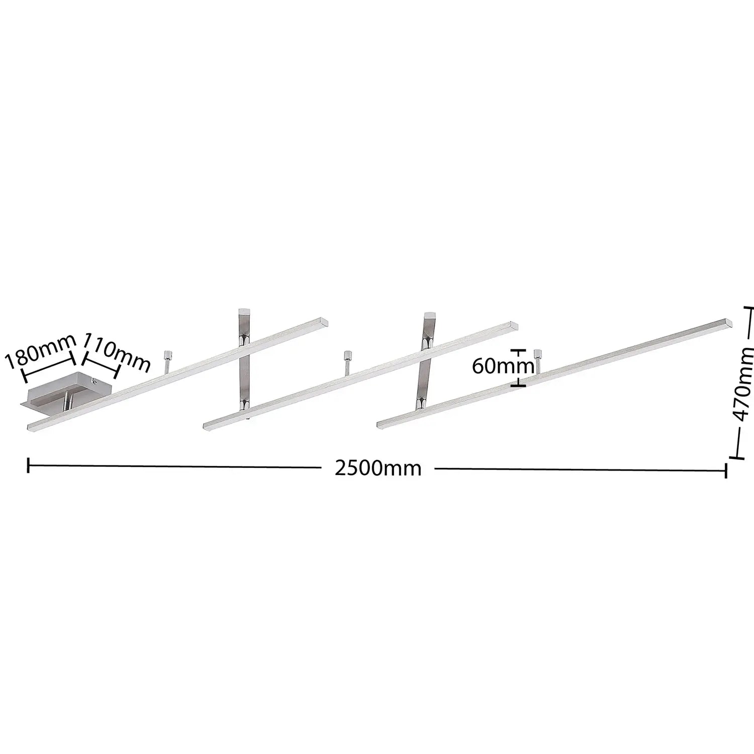 B-Ware Lindby Deckenleuchte Lampe Acia Led Nickel 250 Cm Warmweiß 25 W Verstellbar Stahl - 9626811