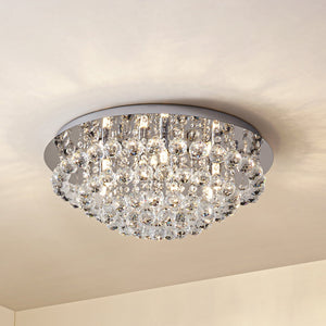 B-Ware Lindby Deckenleuchte Antonino LED Kristall Deckenlampe dimmbar chrom Ø55cm 8-flg