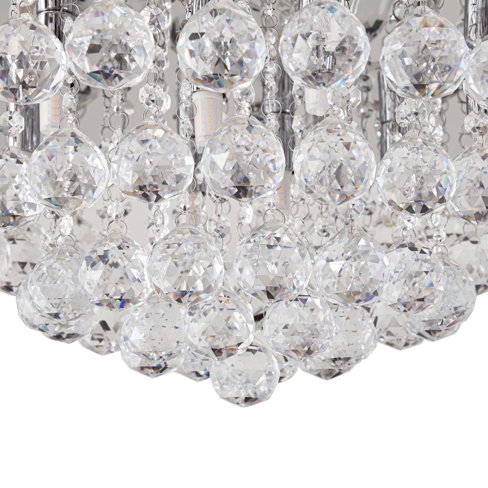 Lindby Deckenleuchte Antonino LED Kristall Deckenlampe dimmbar chrom Ø55cm 8-flg - 4251096590043