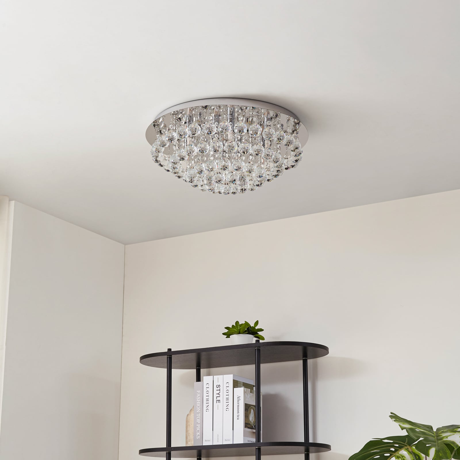 Lindby Deckenleuchte Antonino LED Kristall Deckenlampe dimmbar chrom Ø55cm 8-flg - 4251096590043