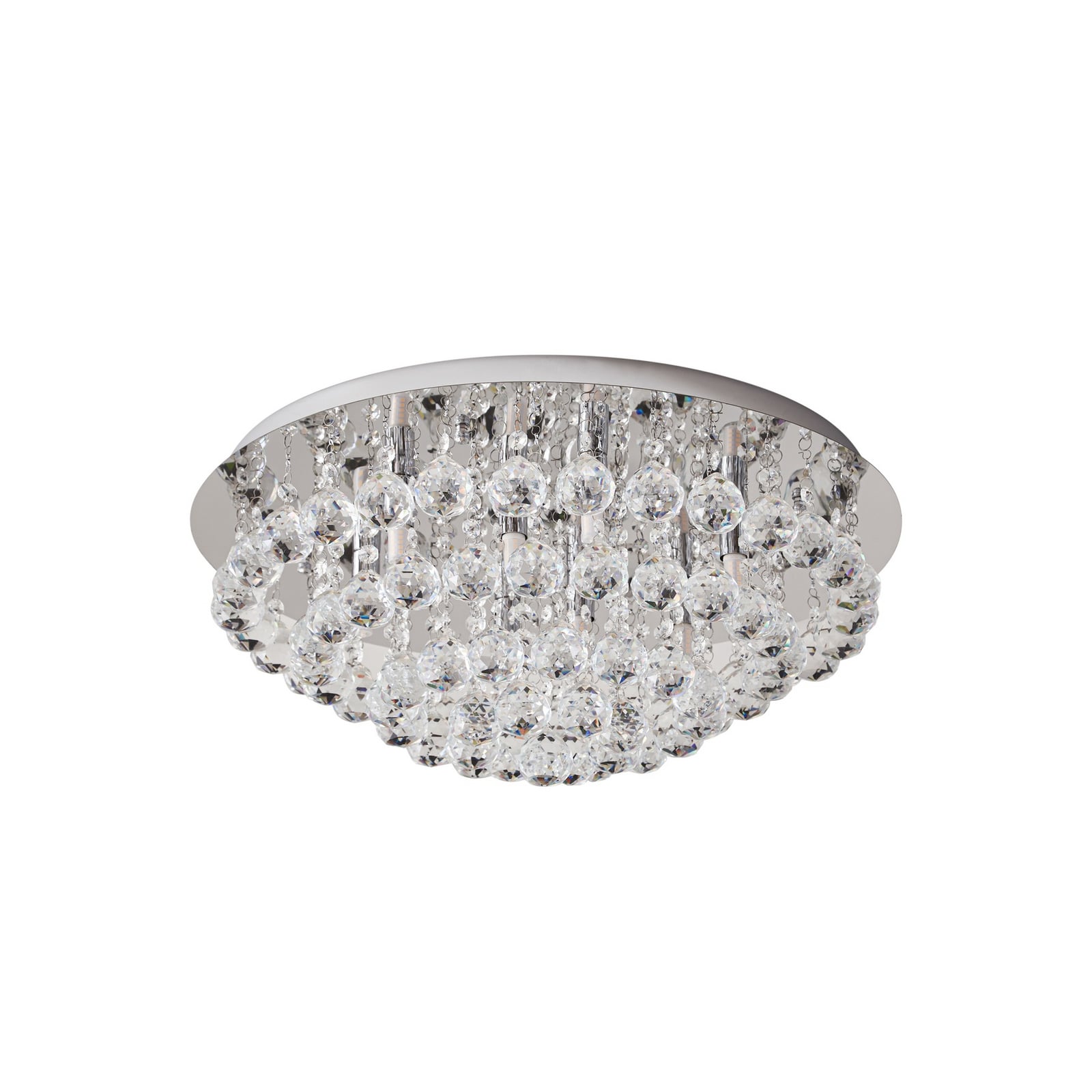 Lindby Deckenleuchte Antonino LED Kristall Deckenlampe dimmbar chrom Ø55cm 8-flg - 4251096590043