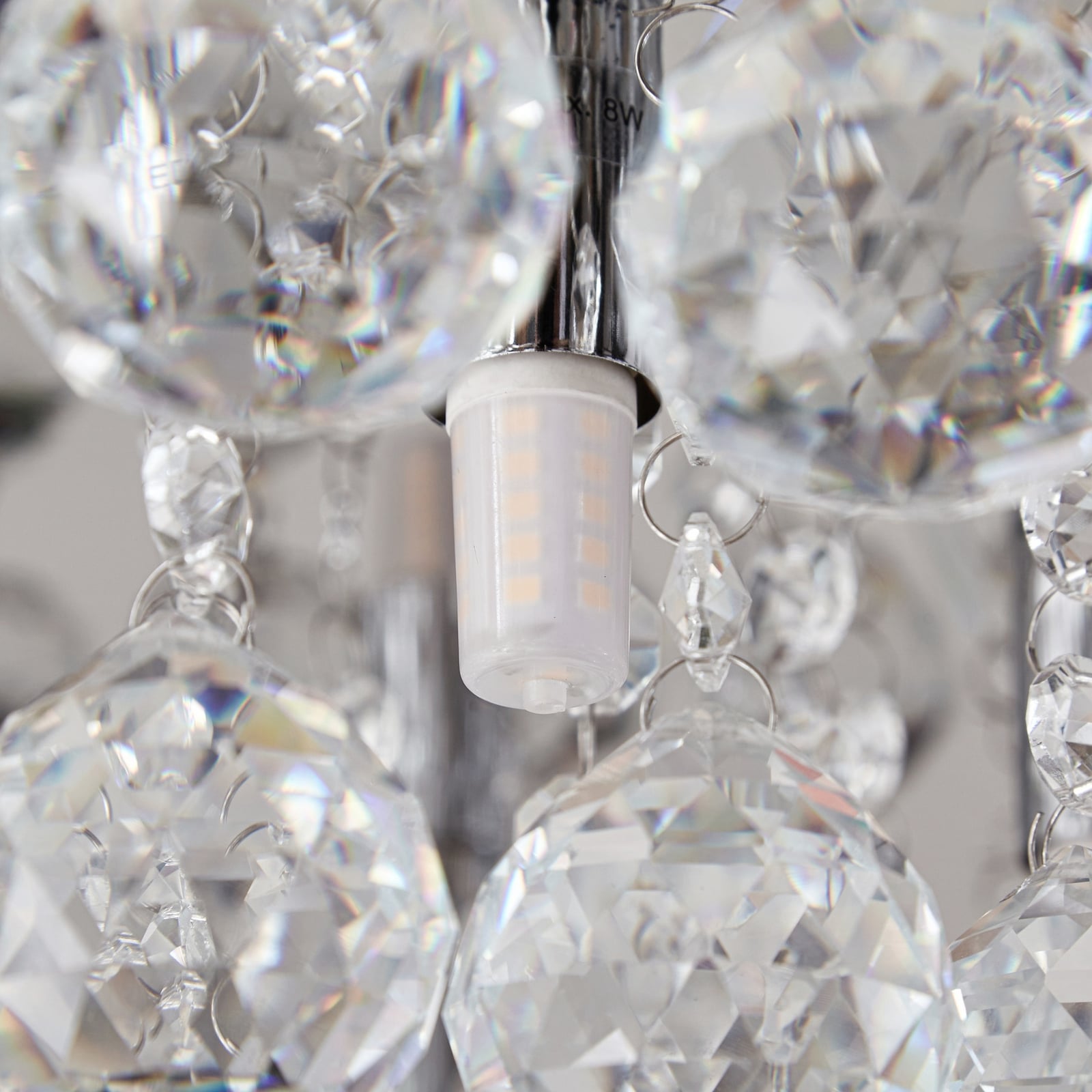 Lindby Deckenleuchte Antonino LED Kristall Deckenlampe dimmbar chrom Ø55cm 8-flg - 4251096590043