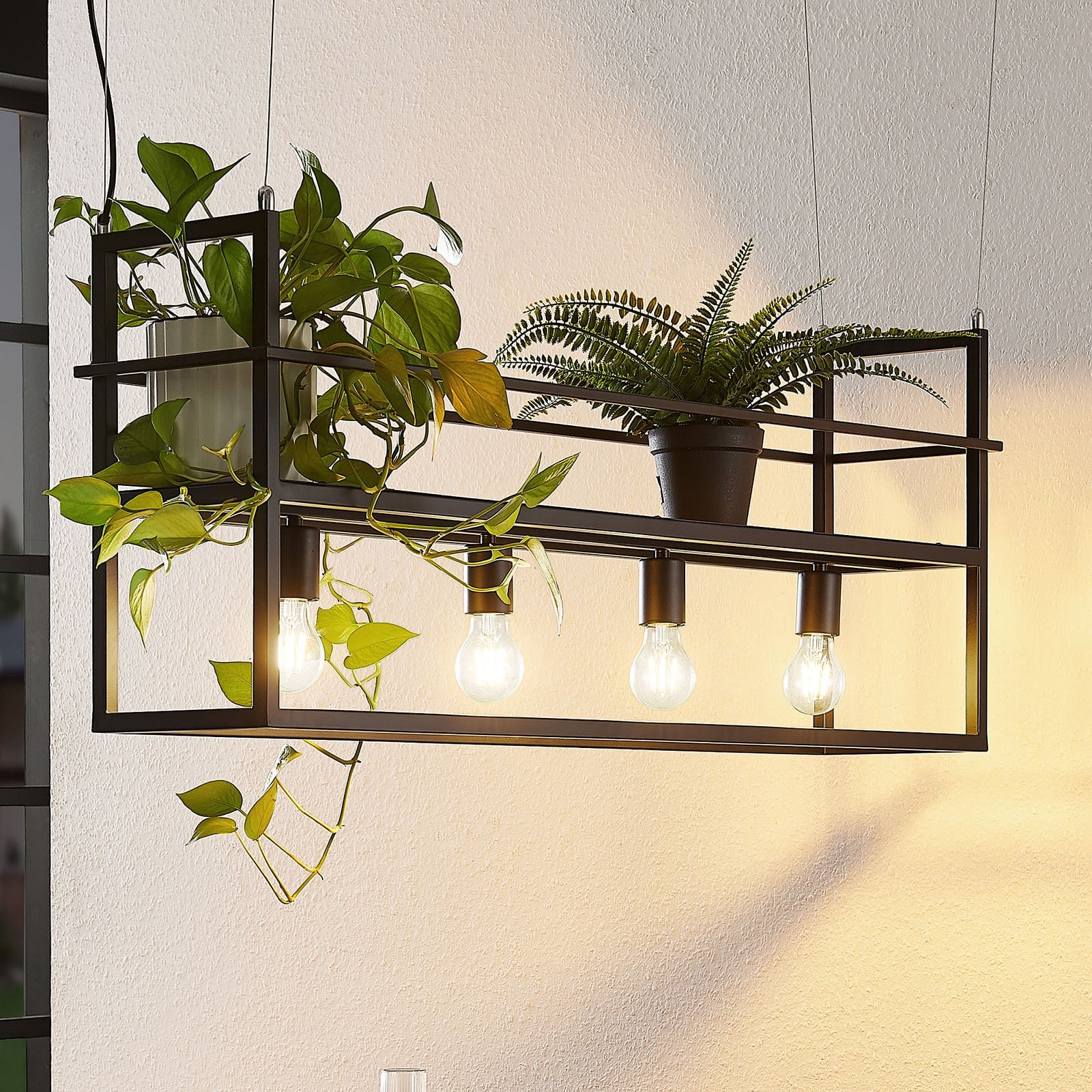 Lindby Hängeleuchte Grisela LED Pendelleuchte Lampe schwarz 4-flammig 120cm - 4251096589641