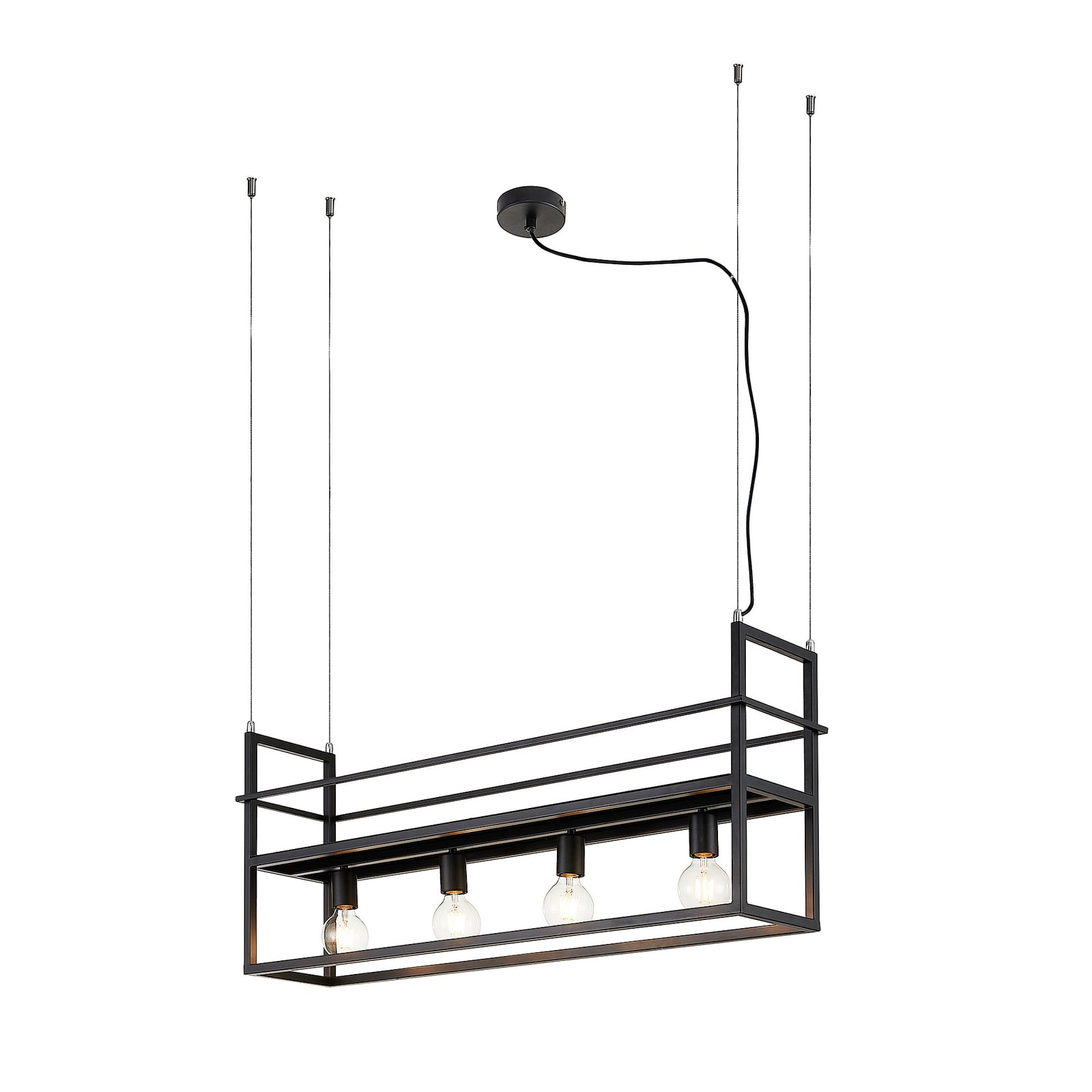 Lindby Hängeleuchte Grisela LED Pendelleuchte Lampe schwarz 4-flammig 120cm - 4251096589641