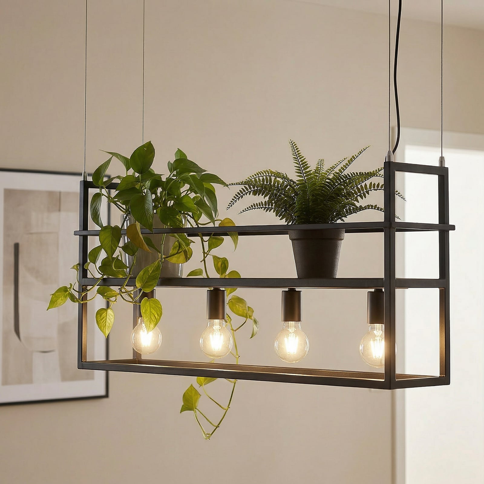 Lindby Hängeleuchte Grisela LED Pendelleuchte Lampe schwarz 4-flammig 120cm - 4251096589641