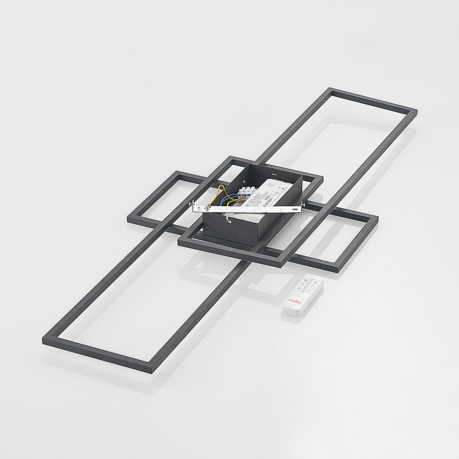 Lindby Deckenlampe Caitlin LED dimmbar anthrazit CCT Fernbedienung 105x42cm - 4251096595581
