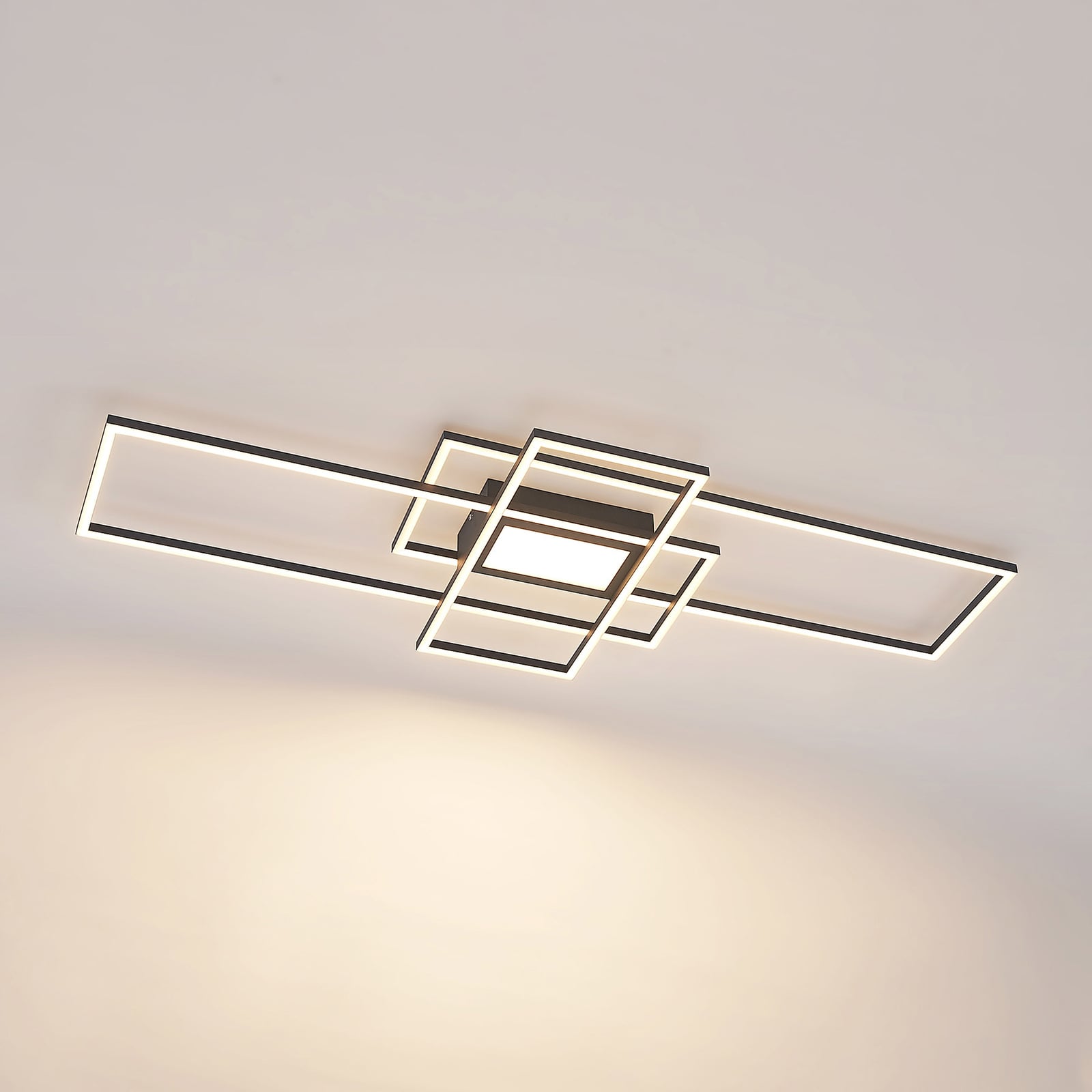 Lindby Deckenlampe Caitlin LED dimmbar anthrazit CCT Fernbedienung 105x42cm - 4251096595581