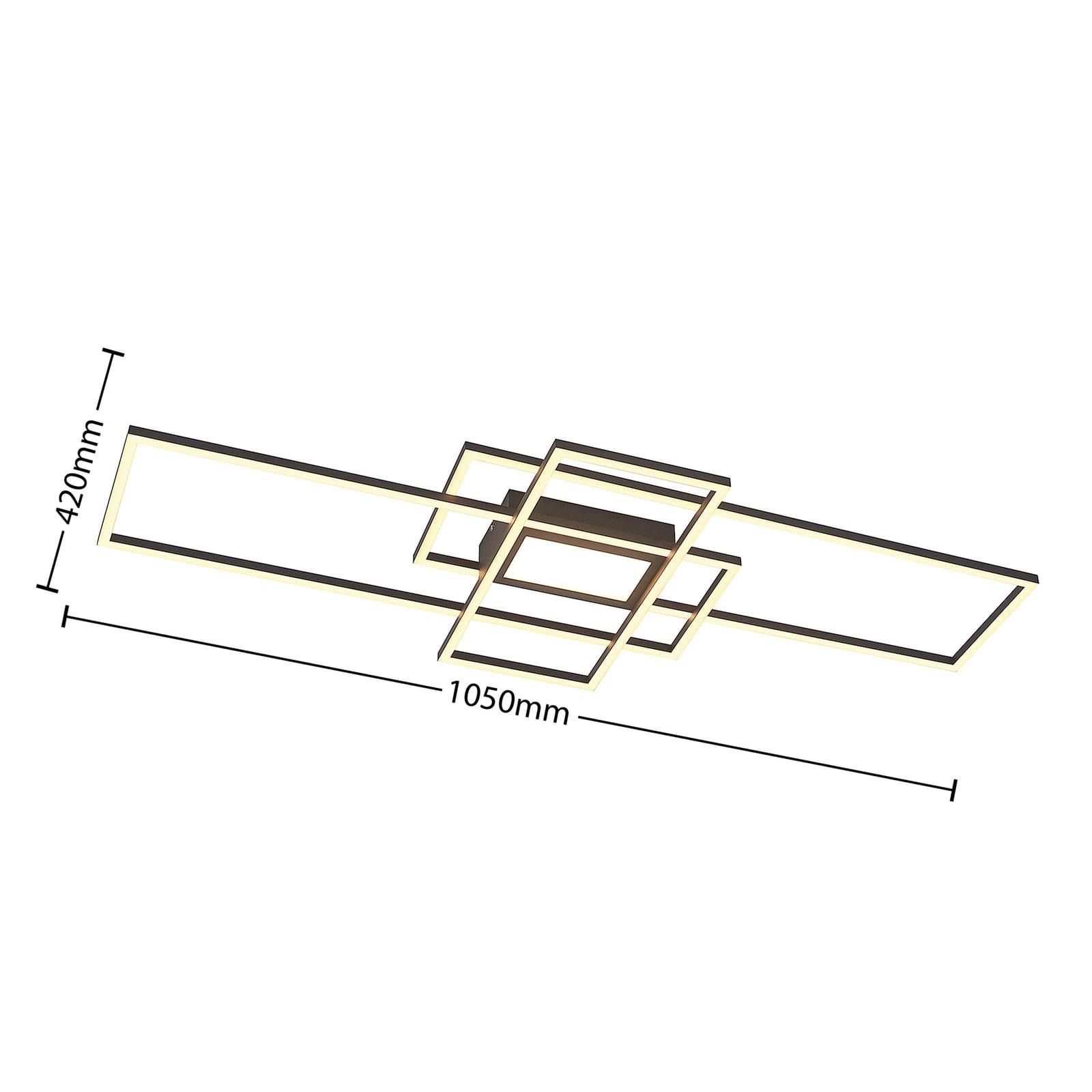 Lindby Deckenlampe Caitlin LED dimmbar anthrazit CCT Fernbedienung 105x42cm - 4251096595581