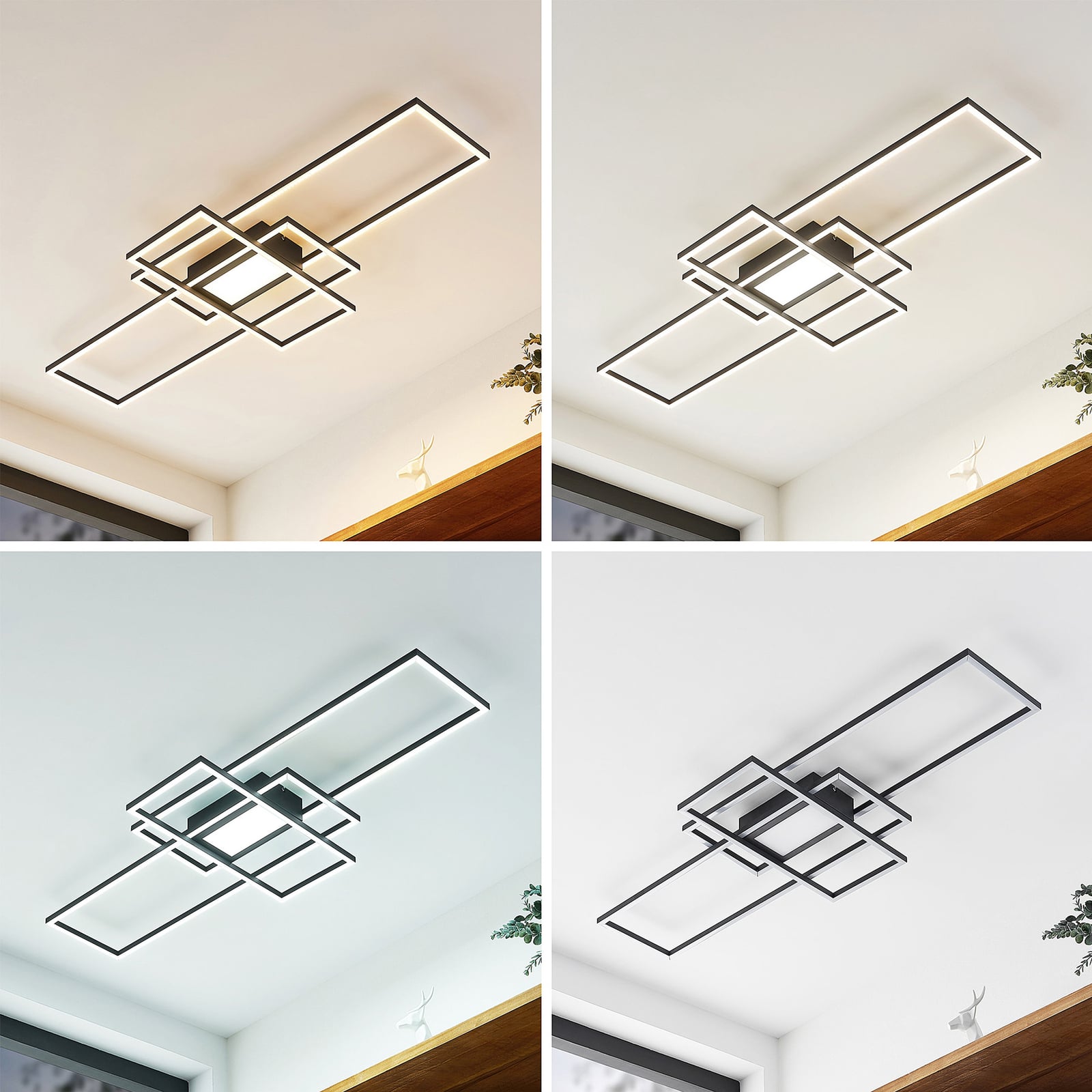 Lindby Deckenlampe Caitlin LED dimmbar anthrazit CCT Fernbedienung 105x42cm - 4251096595581