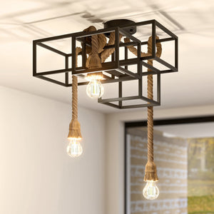 B-Ware Lucande Deckenleuchte Andrik Hängeleuchte Lampe dimmbar schwarz hellbraun 44cm