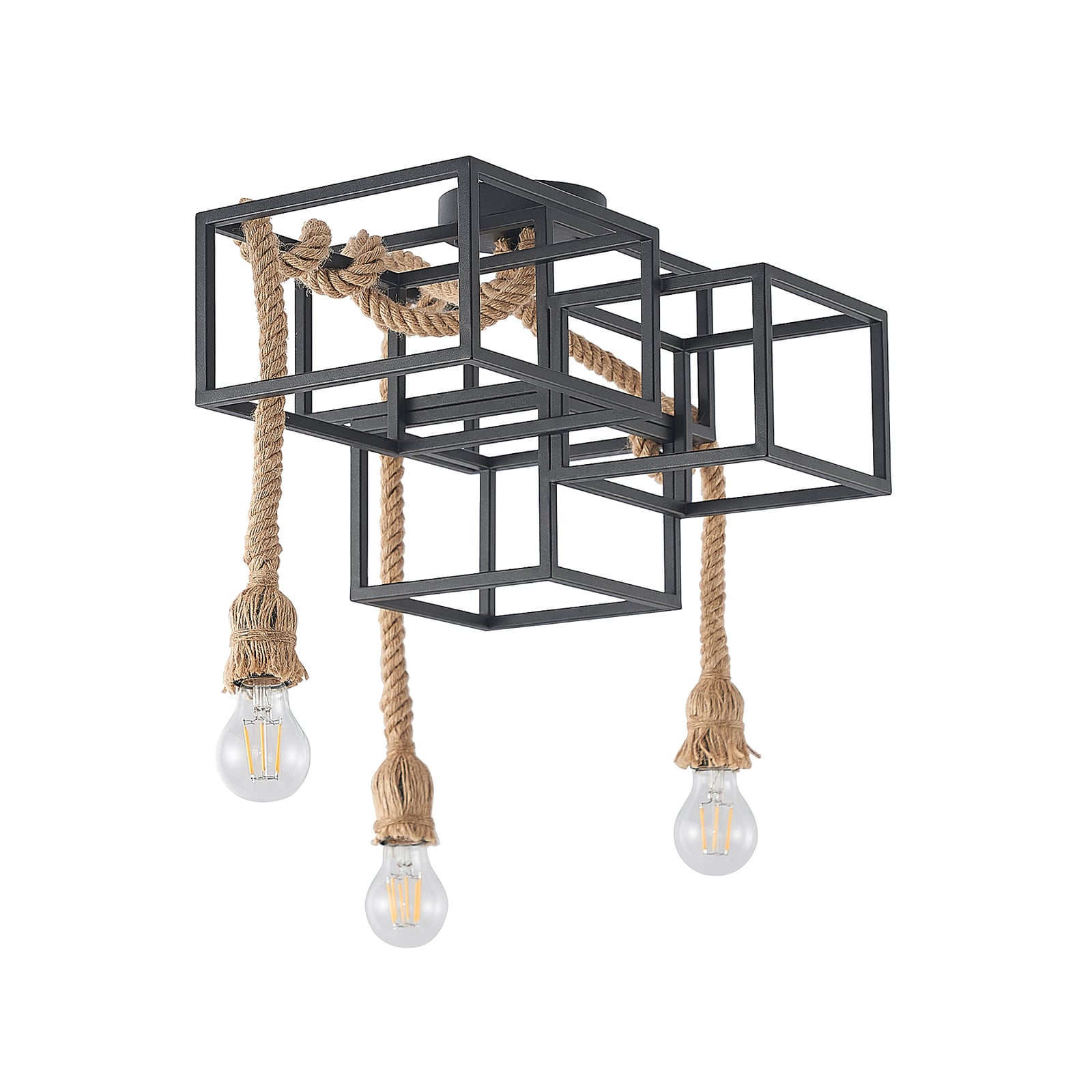 Lucande Deckenleuchte Andrik Hängeleuchte Lampe dimmbar schwarz hellbraun 44cm - 4251911702170