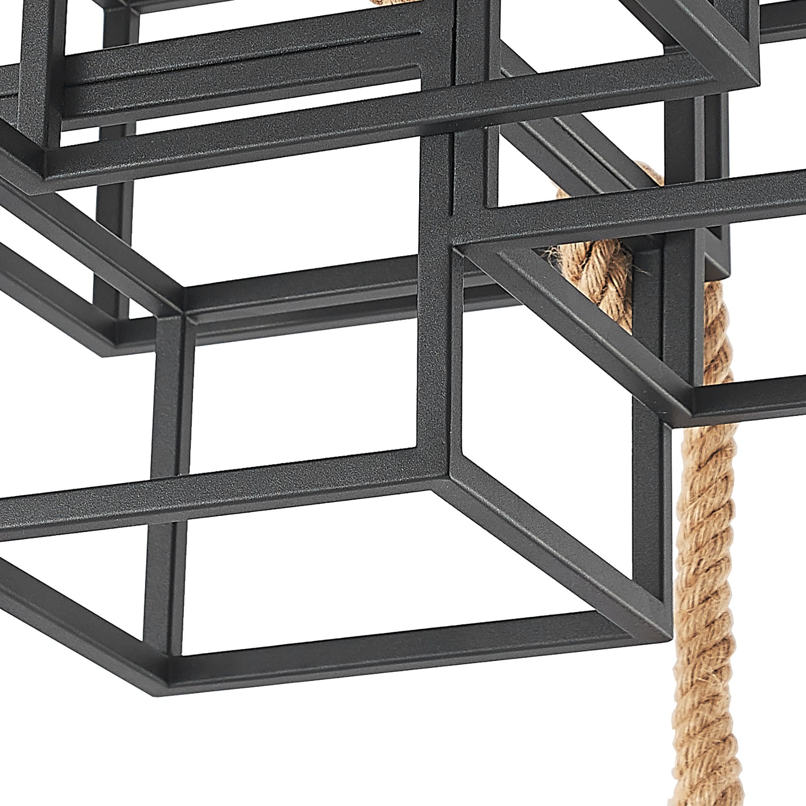 Lucande Deckenleuchte Andrik Hängeleuchte Lampe dimmbar schwarz hellbraun 44cm - 4251911702170