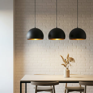 B-Ware Lindby Pendelleuchte Hängeleuchte Tarjei LED Lampe 3-flammig schwarz-gold 120cm