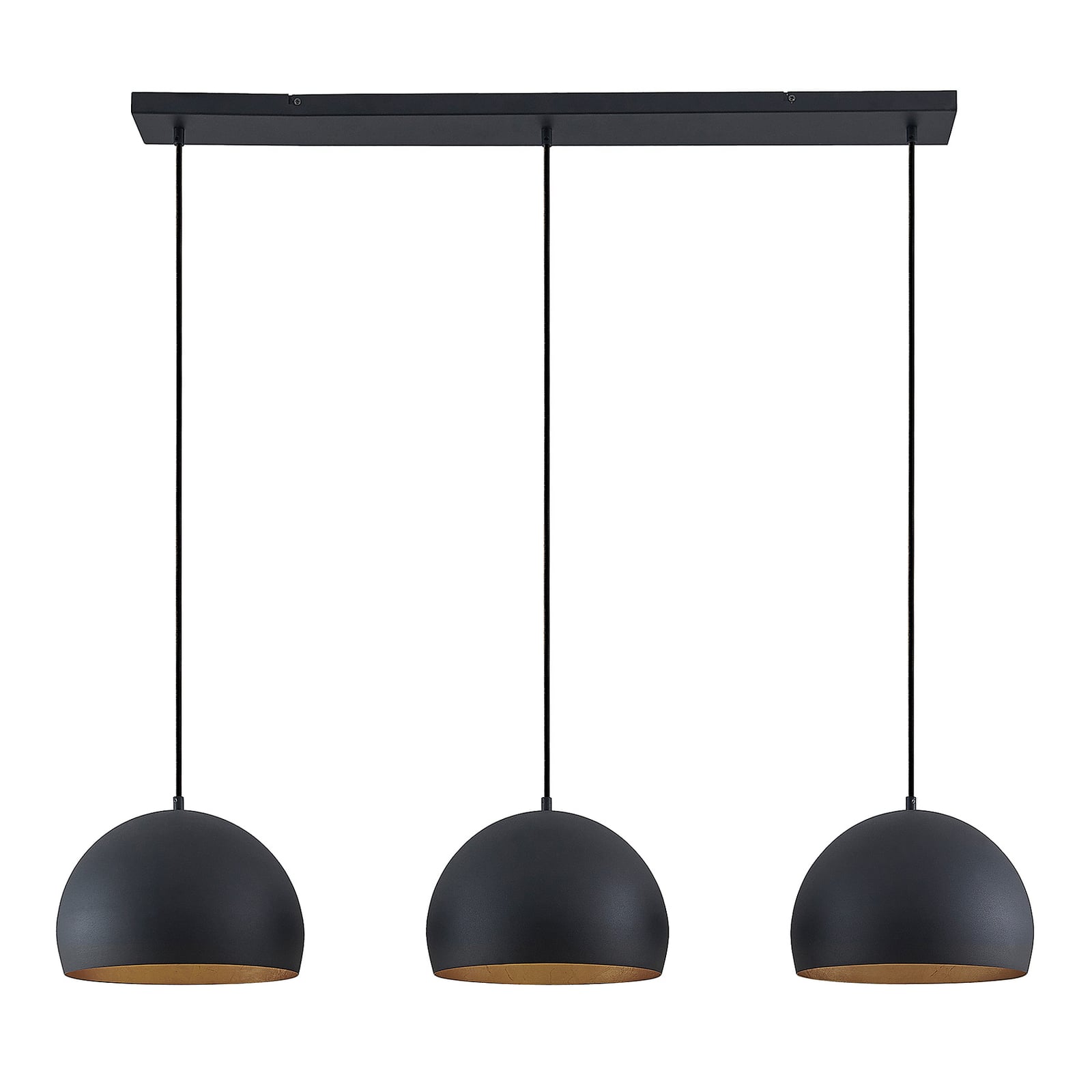 Lindby Pendelleuchte Hängeleuchte Tarjei LED Lampe 3-flammig schwarz-gold 120cm - 4251911703306