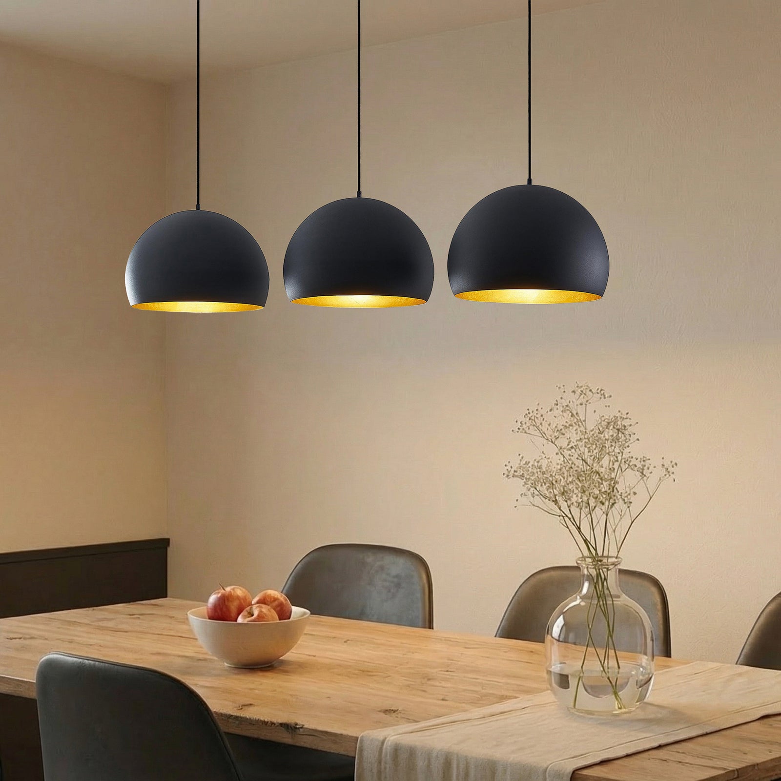 Lindby Pendellampe Hängeleuchte Tarjei LED Lampe dimmbar schwarz-gold 146cm - 4251911703320