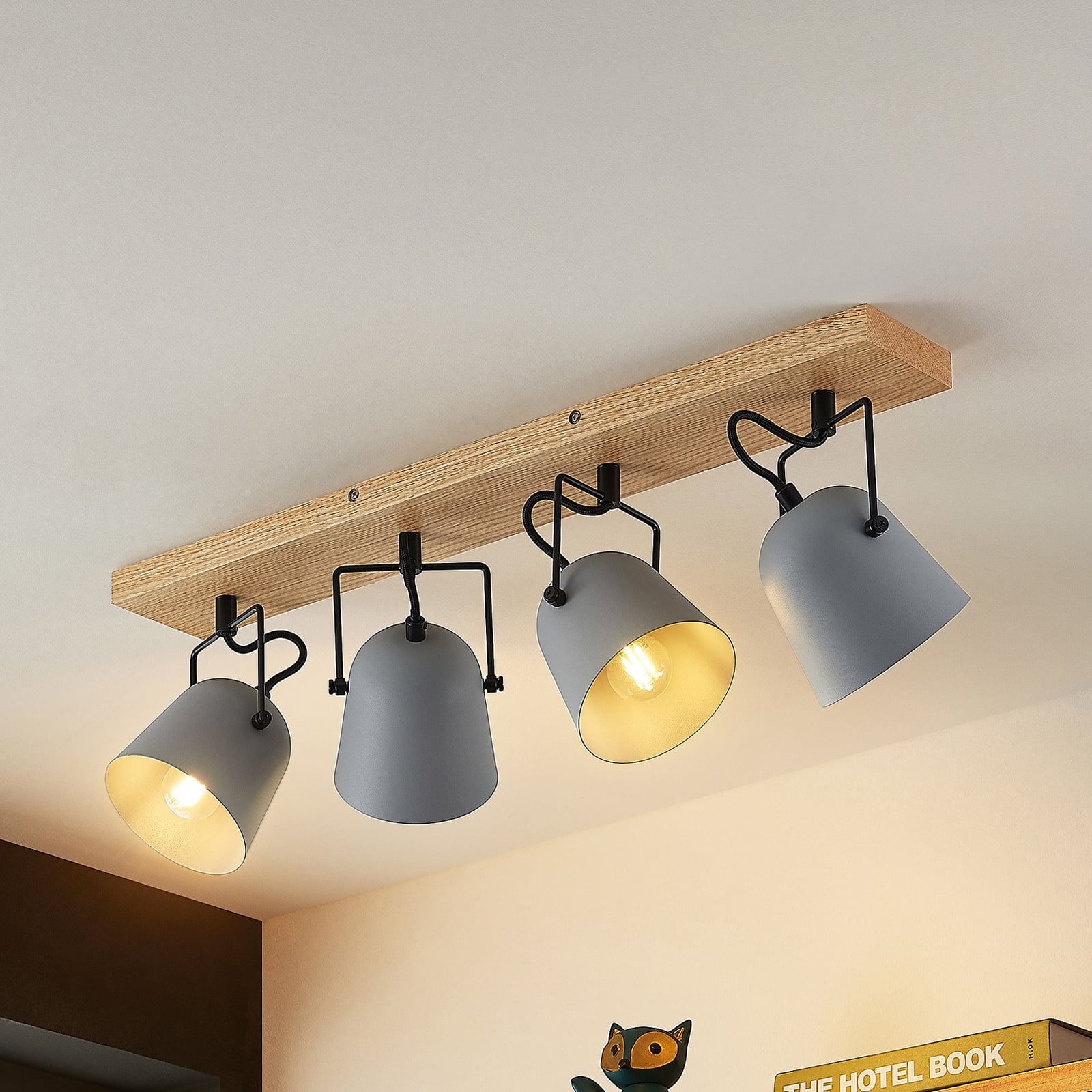 Lindby Deckenleuchte Lampe Adalin LED 4-flammig dimmbar grau E14 68x16cm - 4251911710113
