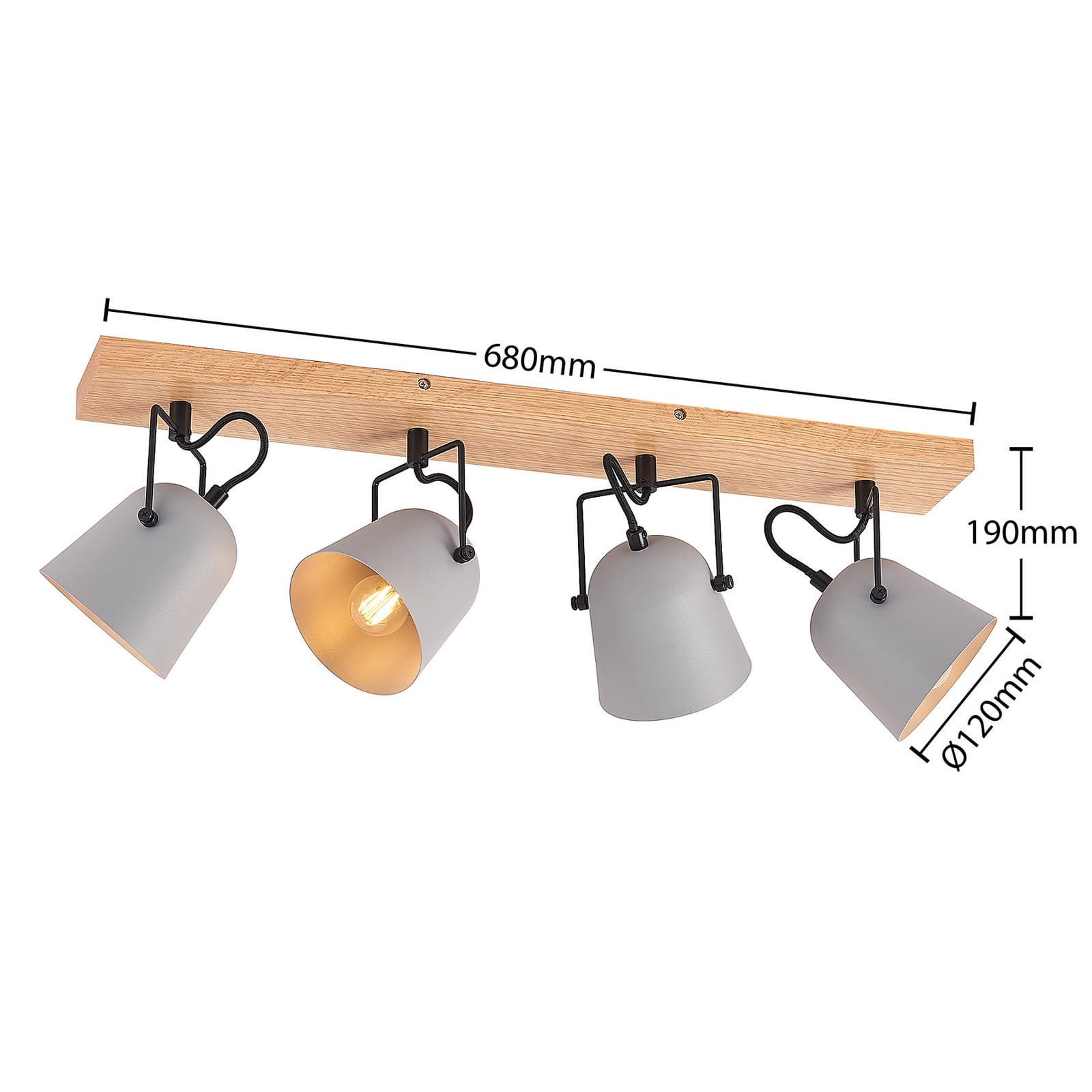 Lindby Deckenleuchte Lampe Adalin LED 4-flammig dimmbar grau E14 68x16cm - 4251911710113
