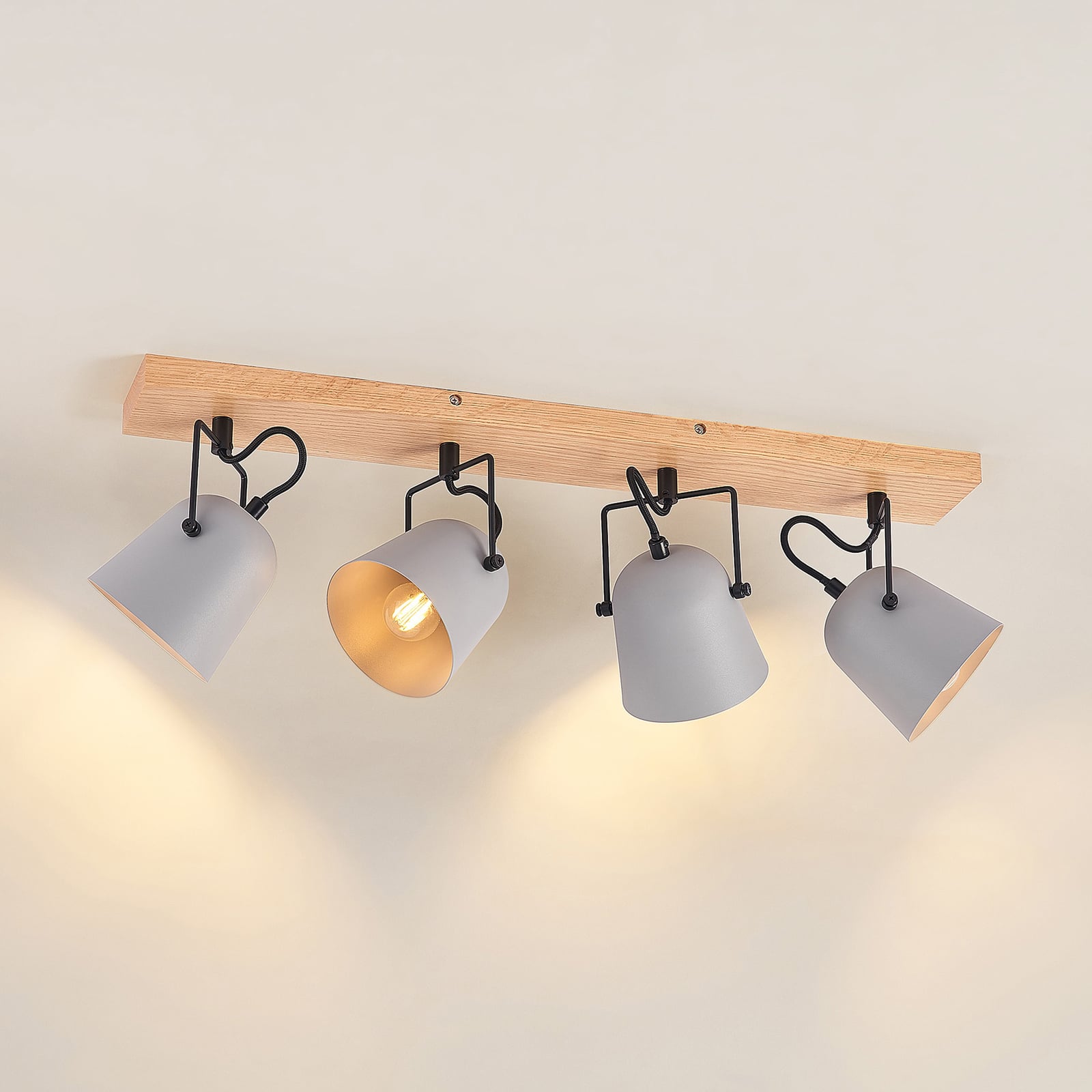 Lindby Deckenleuchte Lampe Adalin LED 4-flammig dimmbar grau E14 68x16cm - 4251911710113