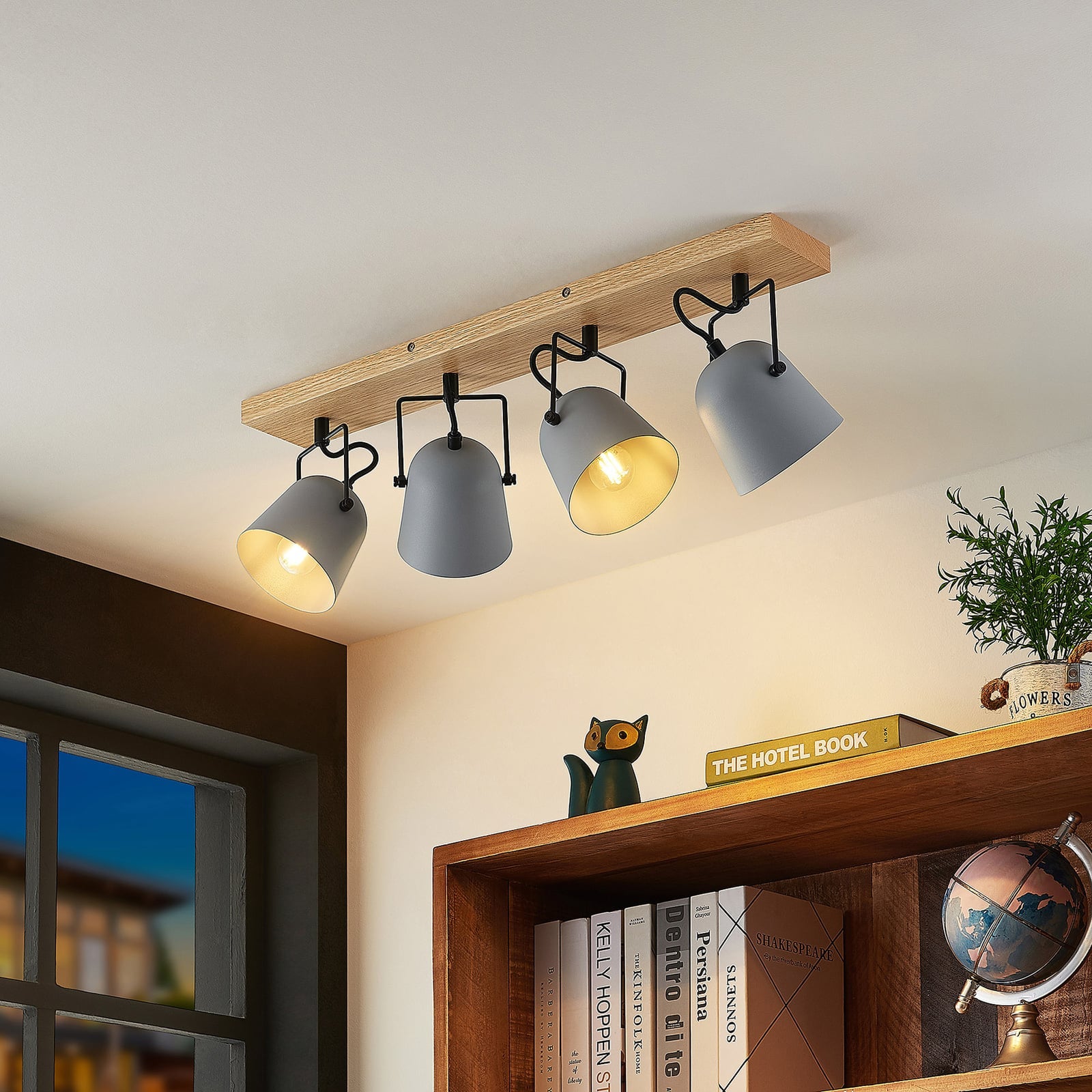 Lindby Deckenleuchte Lampe Adalin LED 4-flammig dimmbar grau E14 68x16cm - 4251911710113
