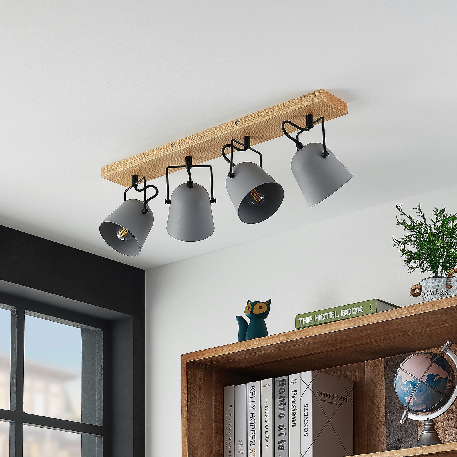 Lindby Deckenleuchte Lampe Adalin LED 4-flammig dimmbar grau E14 68x16cm - 4251911710113