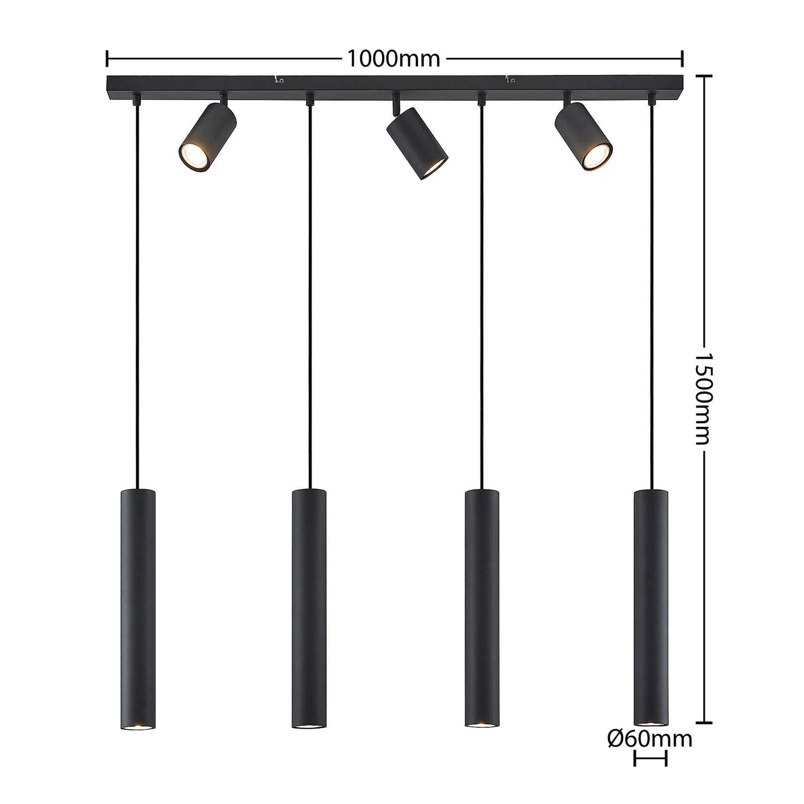 Lindby Hängeleuchte Pendelleuchte Sanad LED 7-flammig schwarz modernes Design - 4251911702897