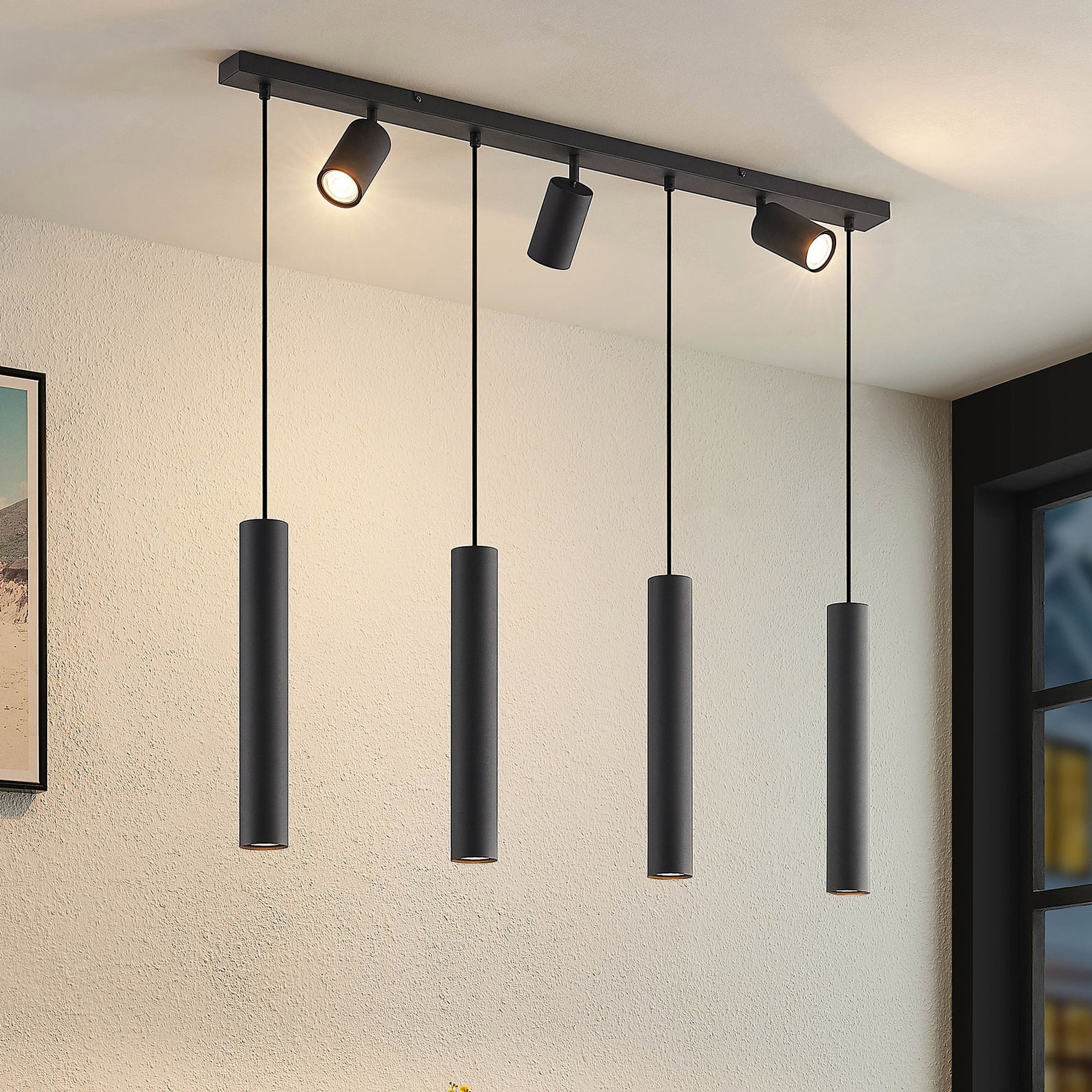 Lindby Hängeleuchte Pendelleuchte Sanad LED 7-flammig schwarz modernes Design - 4251911702897
