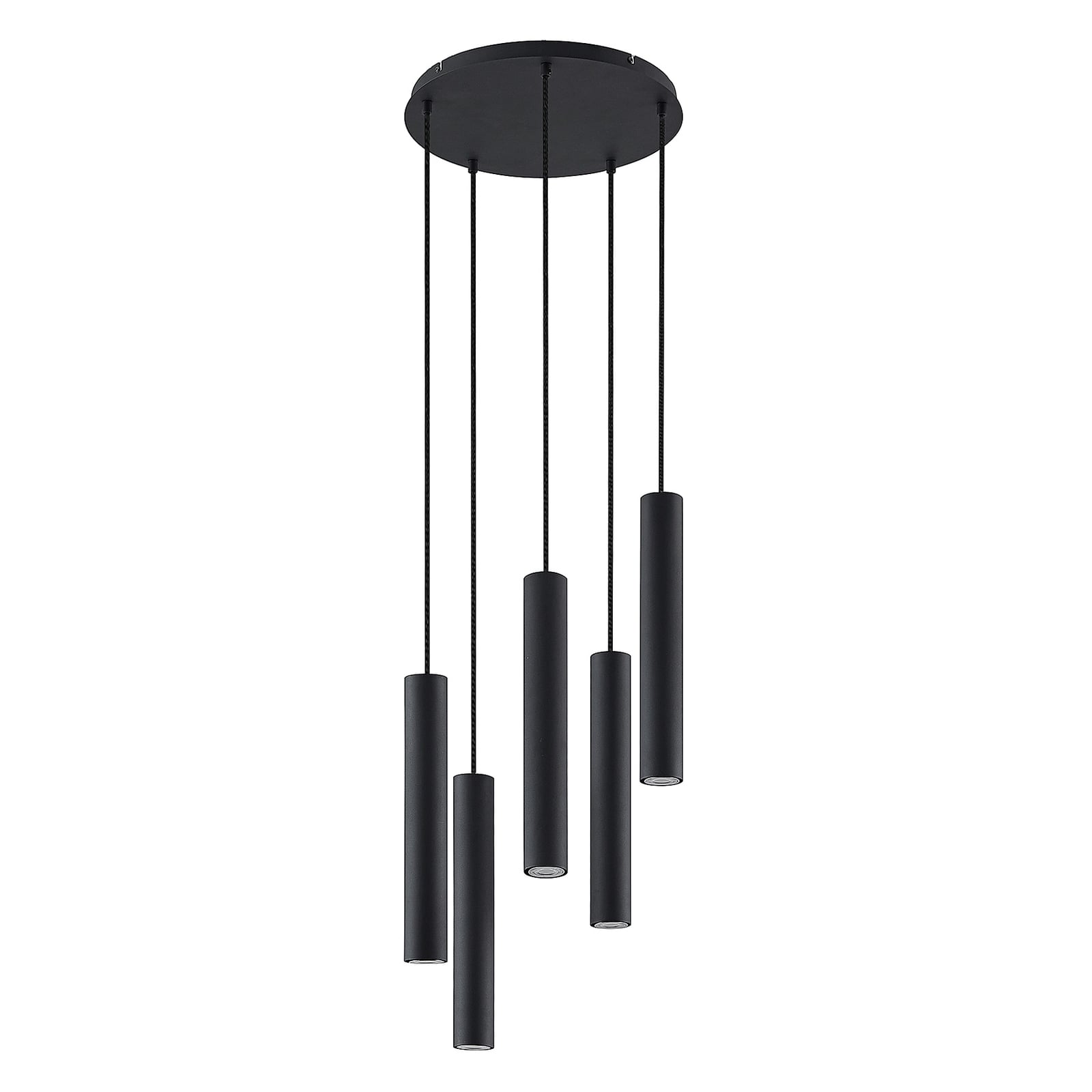 Lindby Hängeleuchte Sanad LED Pendelleuchte dimmbar schwarz 5-flg 40cm Ø 40cm - 4251911703108