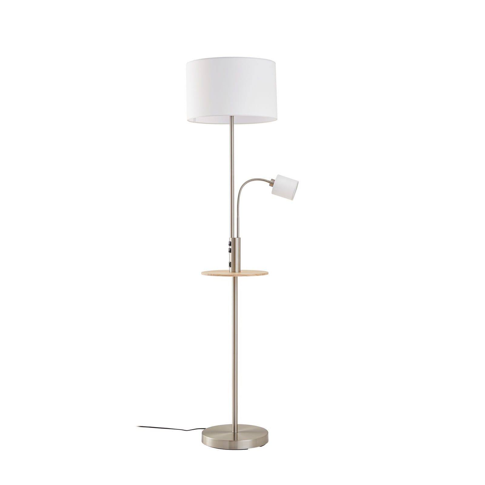 Lindby Stehlampe Aovan USB-Ladestation Ablagefläche E27 E14 nickelfarben Lampe - 4251911702613
