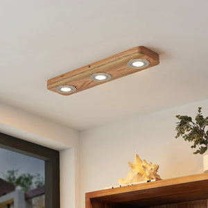 B-Ware Lindby Deckenleuchte Mikari LED Hängeleuchte Lampe Leuchte Holz schwenkbar 48cm