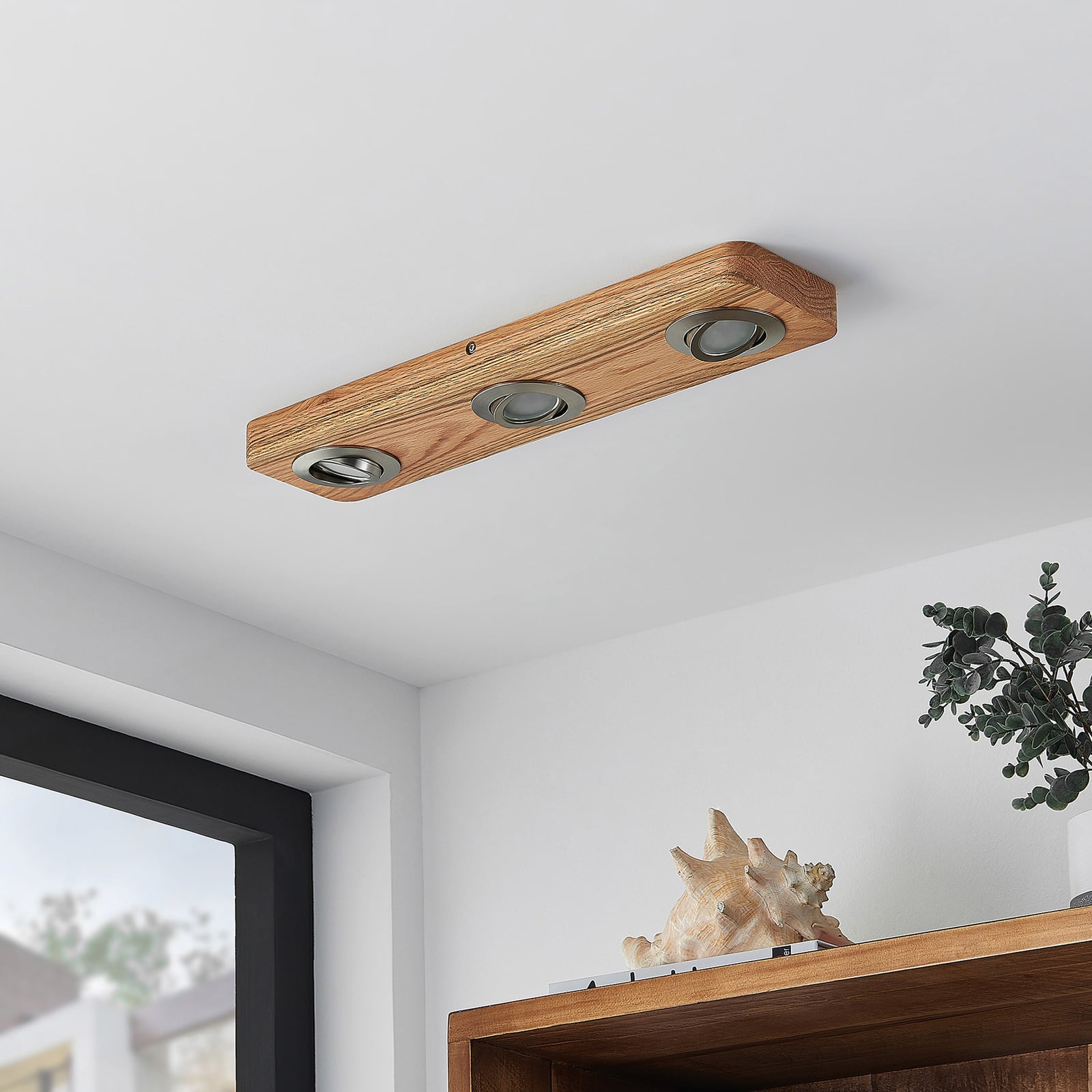 Lindby Deckenleuchte Mikari LED Hängeleuchte Lampe Leuchte Holz schwenkbar 48cm - 4251911707953