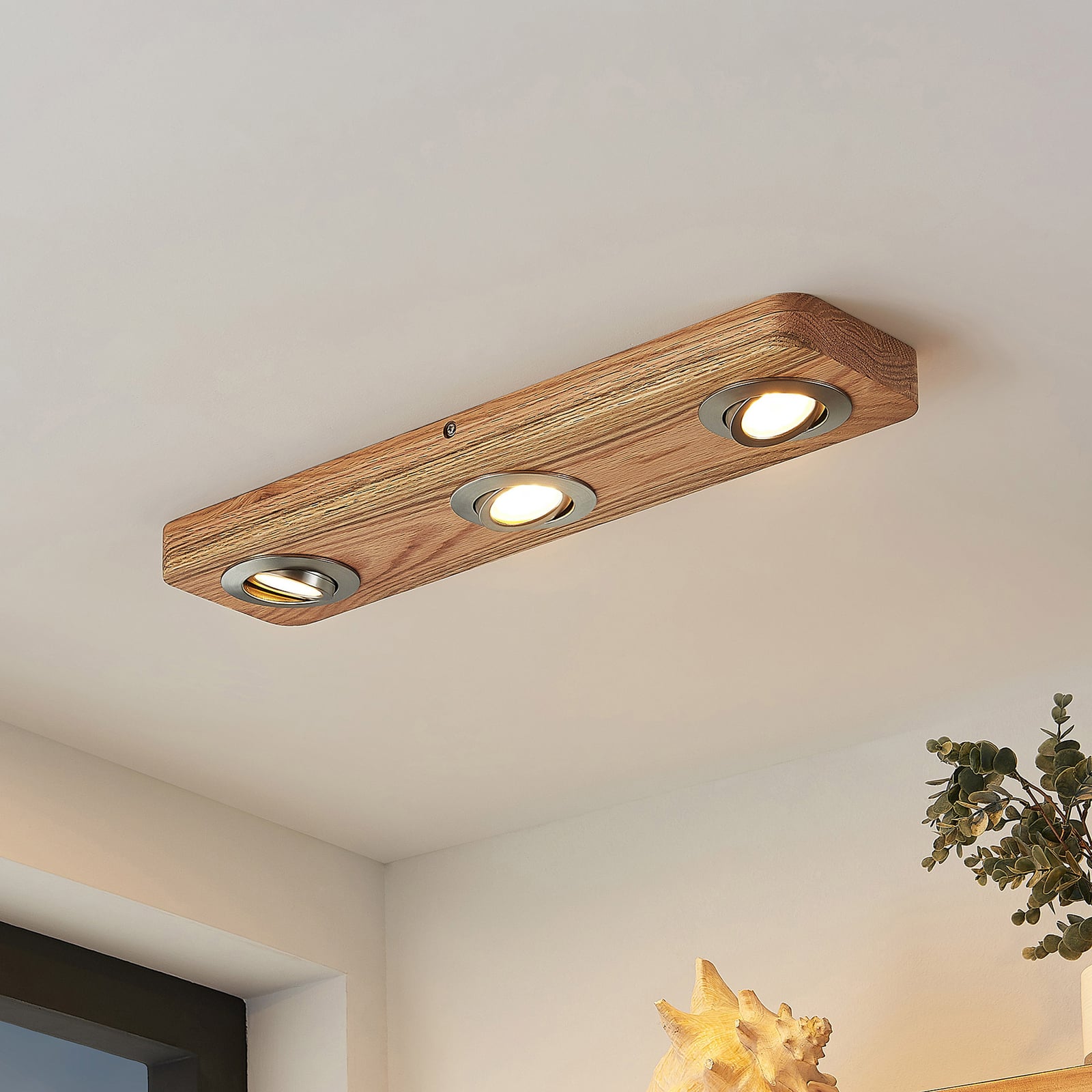 Lindby Deckenleuchte Mikari LED Hängeleuchte Lampe Leuchte Holz schwenkbar 48cm - 4251911707953
