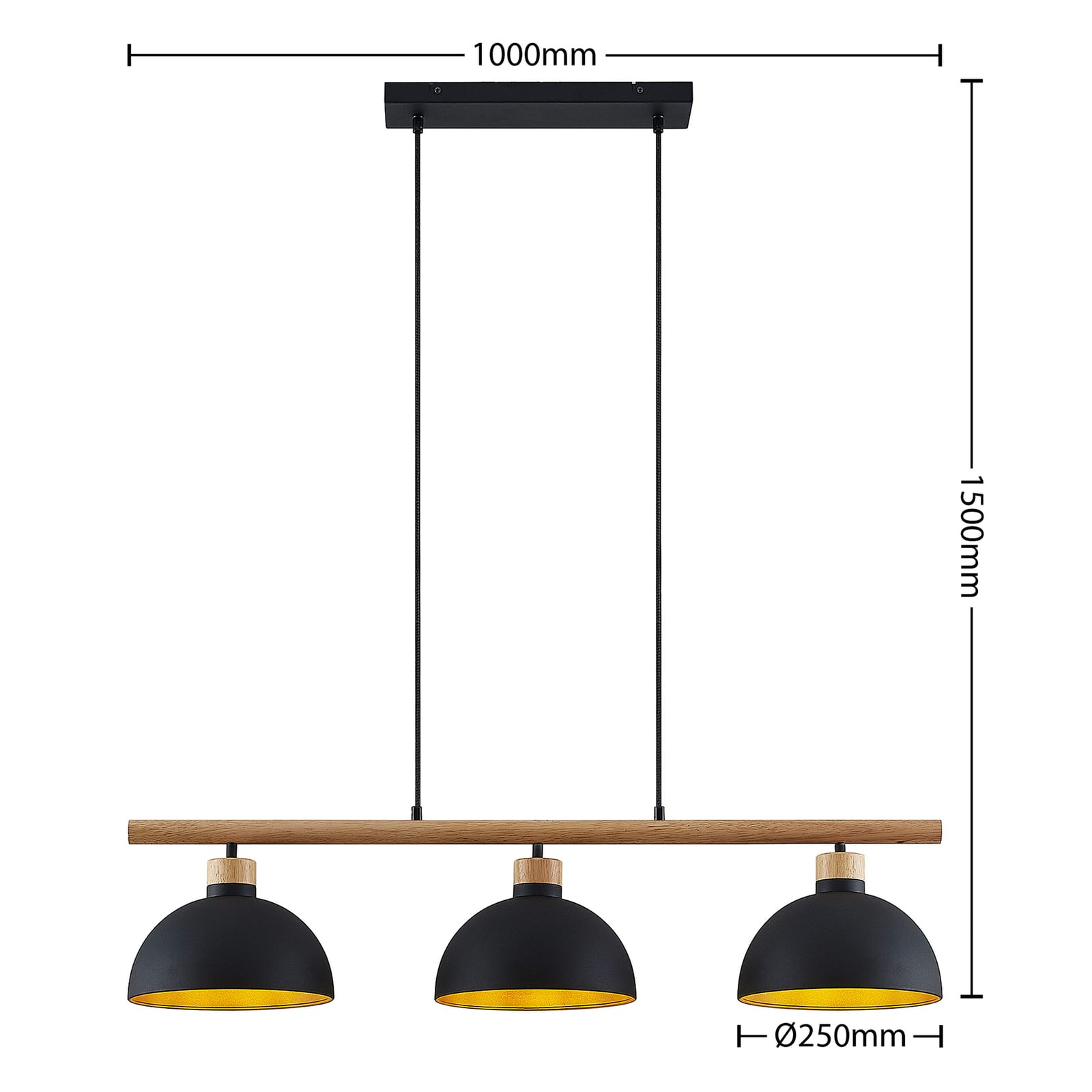 Lindby Tirzana Hängeleuchte Deckenlampe Pendelleuchte E27 dreiflammig schwarz - 4251911708950