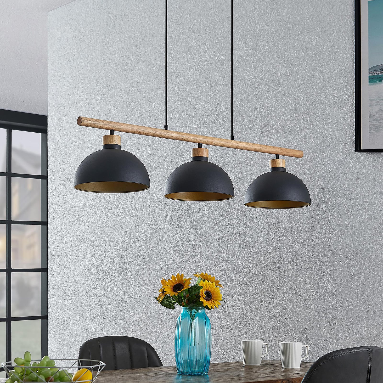 Lindby Tirzana Hängeleuchte Deckenlampe Pendelleuchte E27 dreiflammig schwarz - 4251911708950