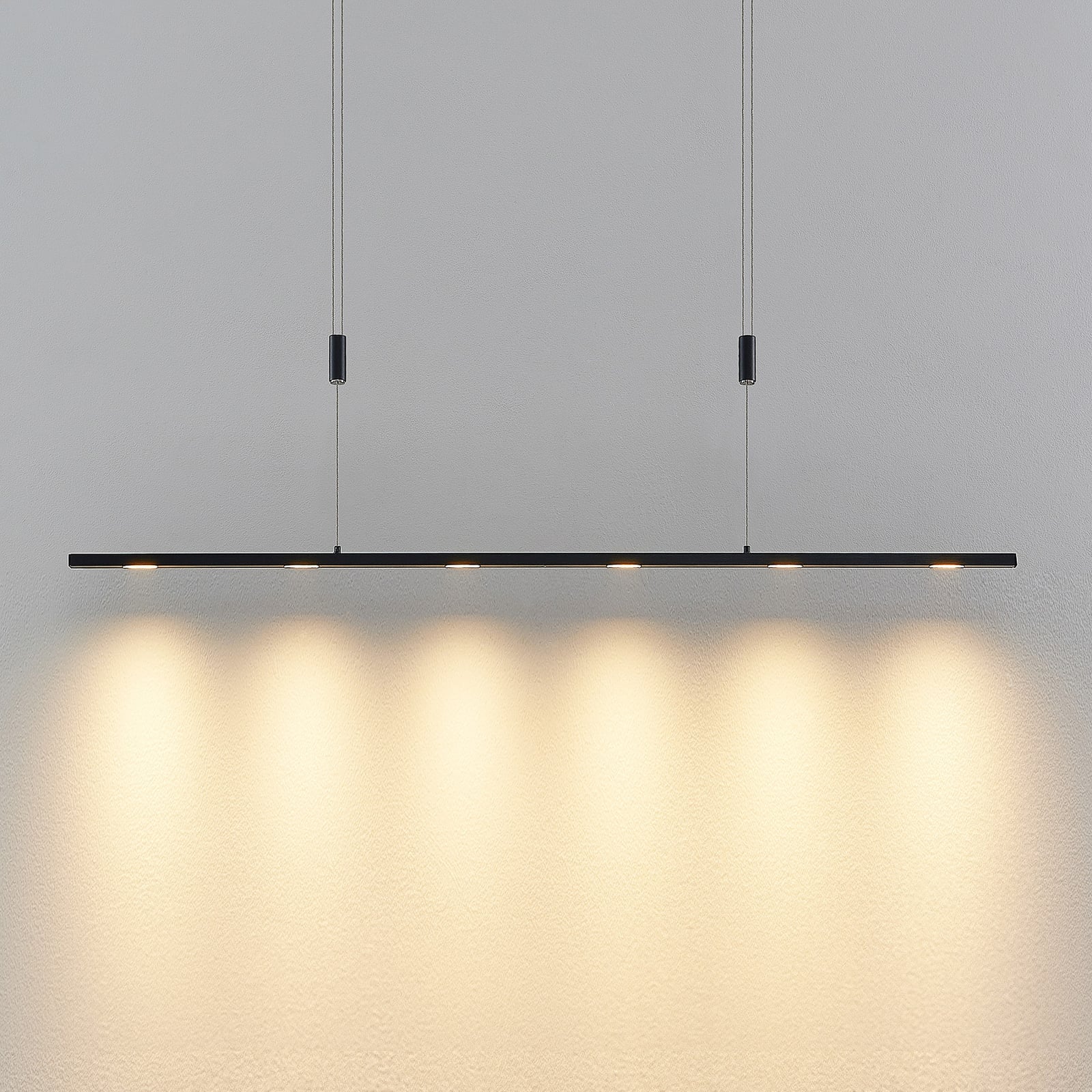 Lucande Pendelleuchte Hängeleuchte Stakato LED dimmbar schwarz 120cm 6-flg. - 4251911718942