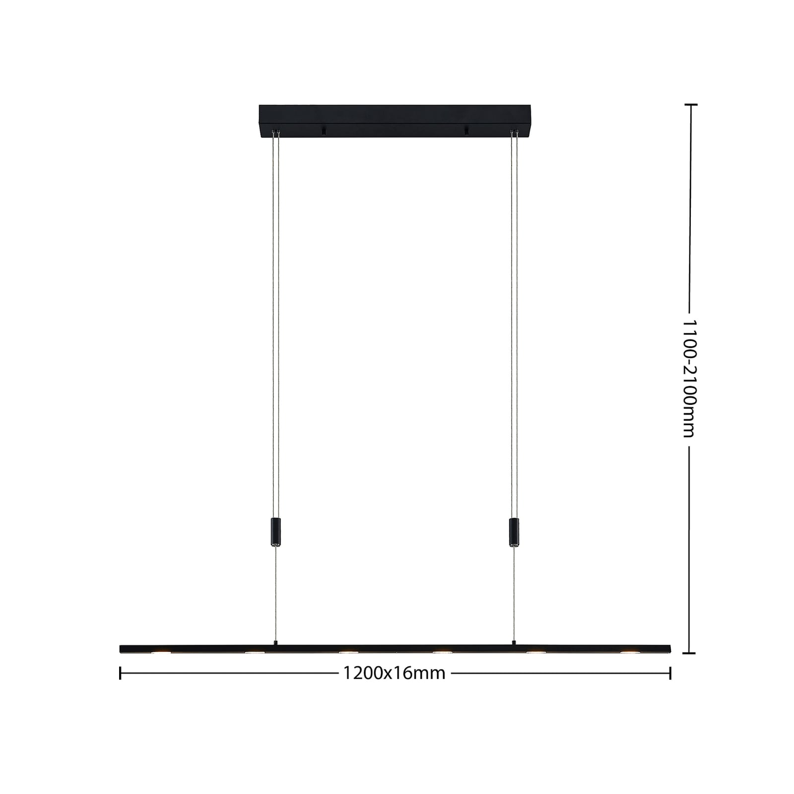 Lucande Pendelleuchte Hängeleuchte Stakato LED dimmbar schwarz 120cm 6-flg. - 4251911718942