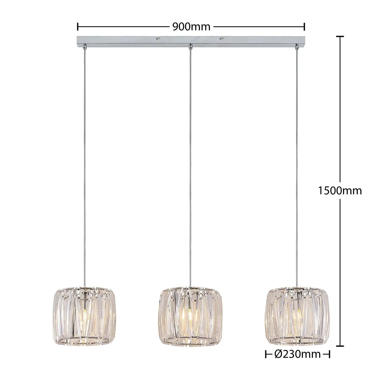 B-Ware Lindby Hängelampe Pendelleuchte Sofia Chrom Transparent Metall Acryl 3 Flammig - 9627685