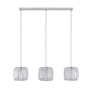 B-Ware Lindby Hängelampe Hängeleuchte Sofia LED Pendelleuchte dimmbar chrom klar 107cm