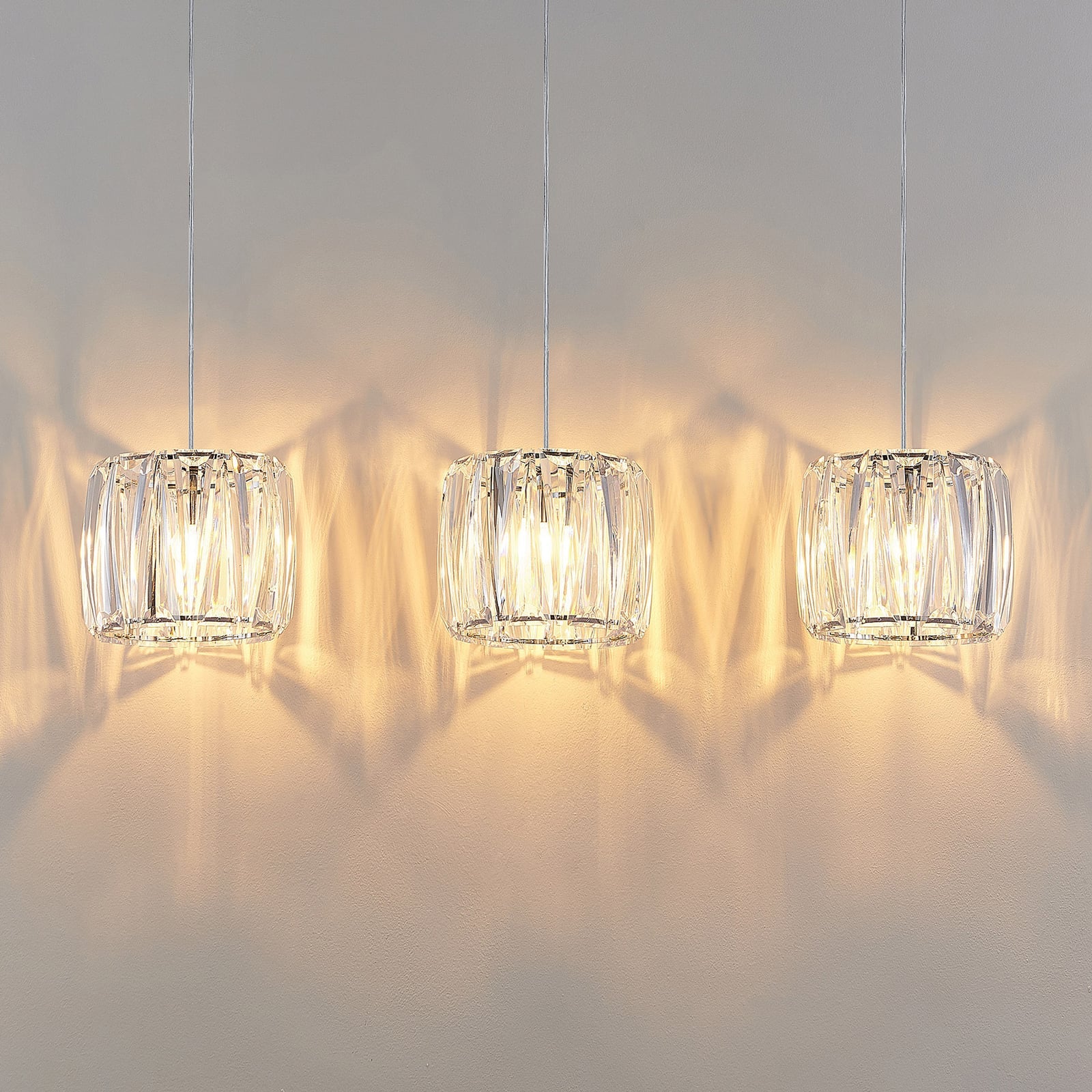 Lindby Hängelampe Hängeleuchte Sofia LED Pendelleuchte dimmbar chrom klar 107cm - 4251911708257