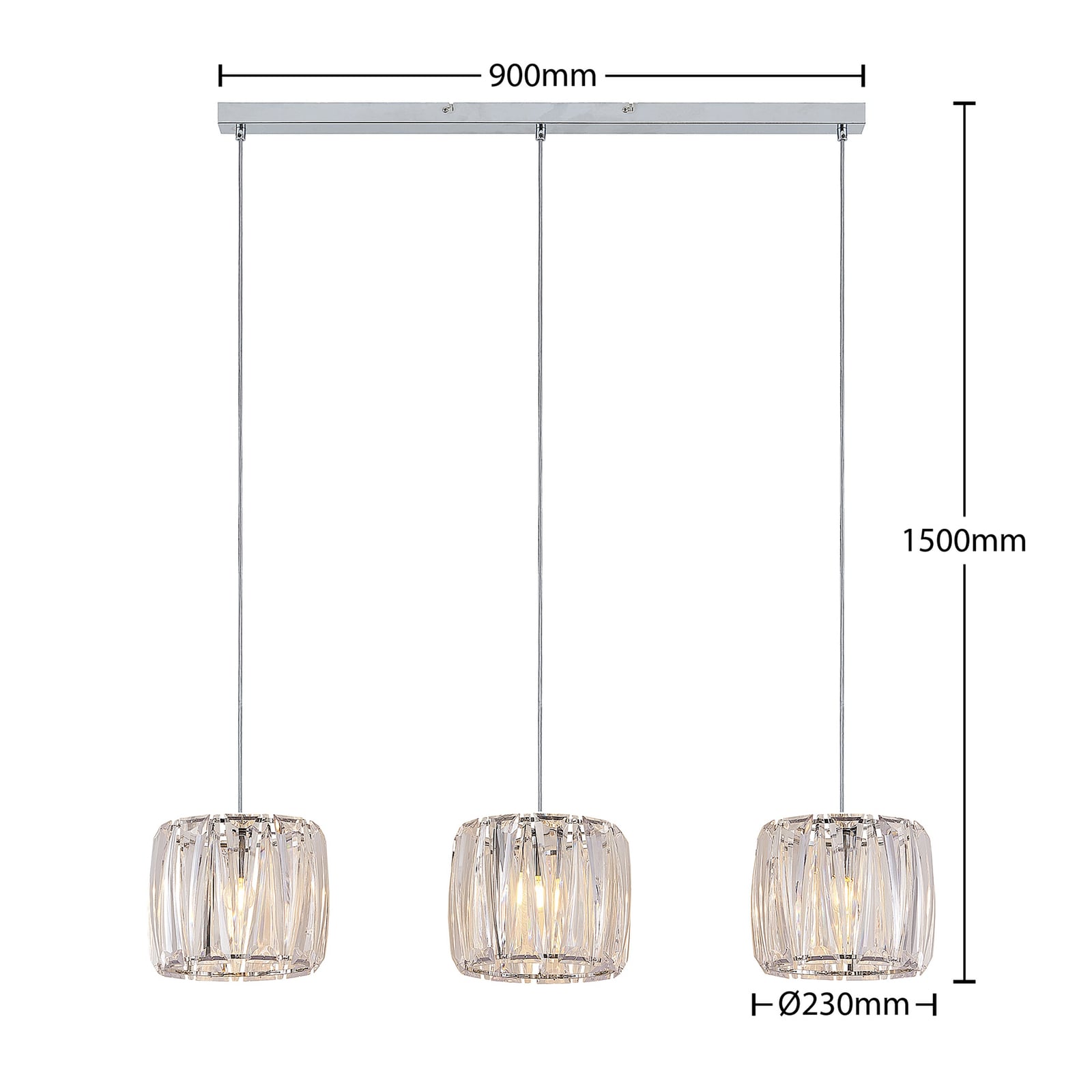 Lindby Hängelampe Hängeleuchte Sofia LED Pendelleuchte dimmbar chrom klar 107cm - 4251911708257