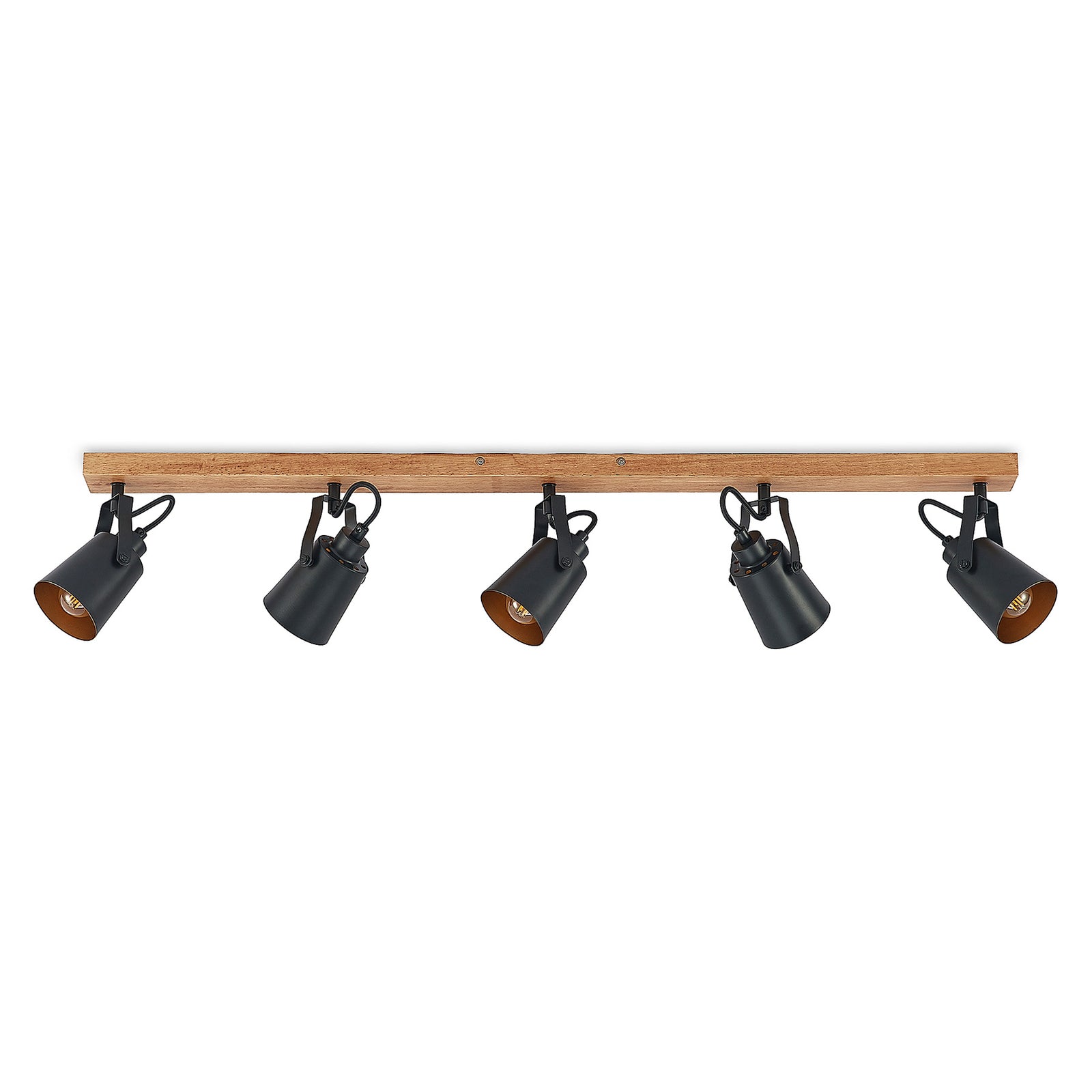 Lindby Deckenstrahler Kimban 5-flg 106 cm Holz Metall dimmbar schwarz/gold - 4251911706802