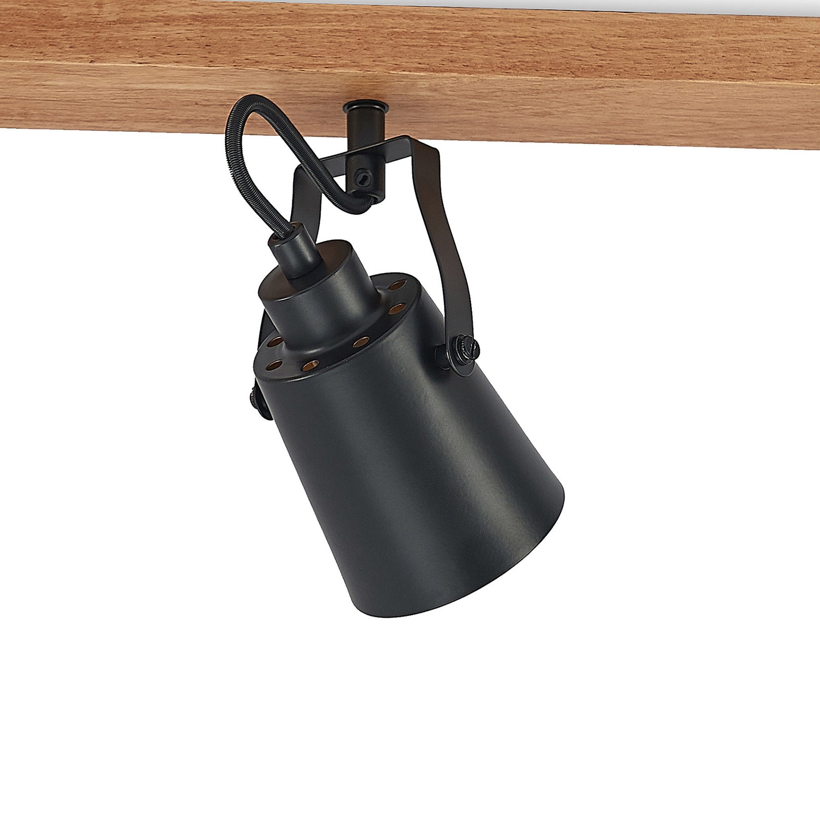 Lindby Deckenstrahler Kimban 5-flg 106 cm Holz Metall dimmbar schwarz/gold - 4251911706802