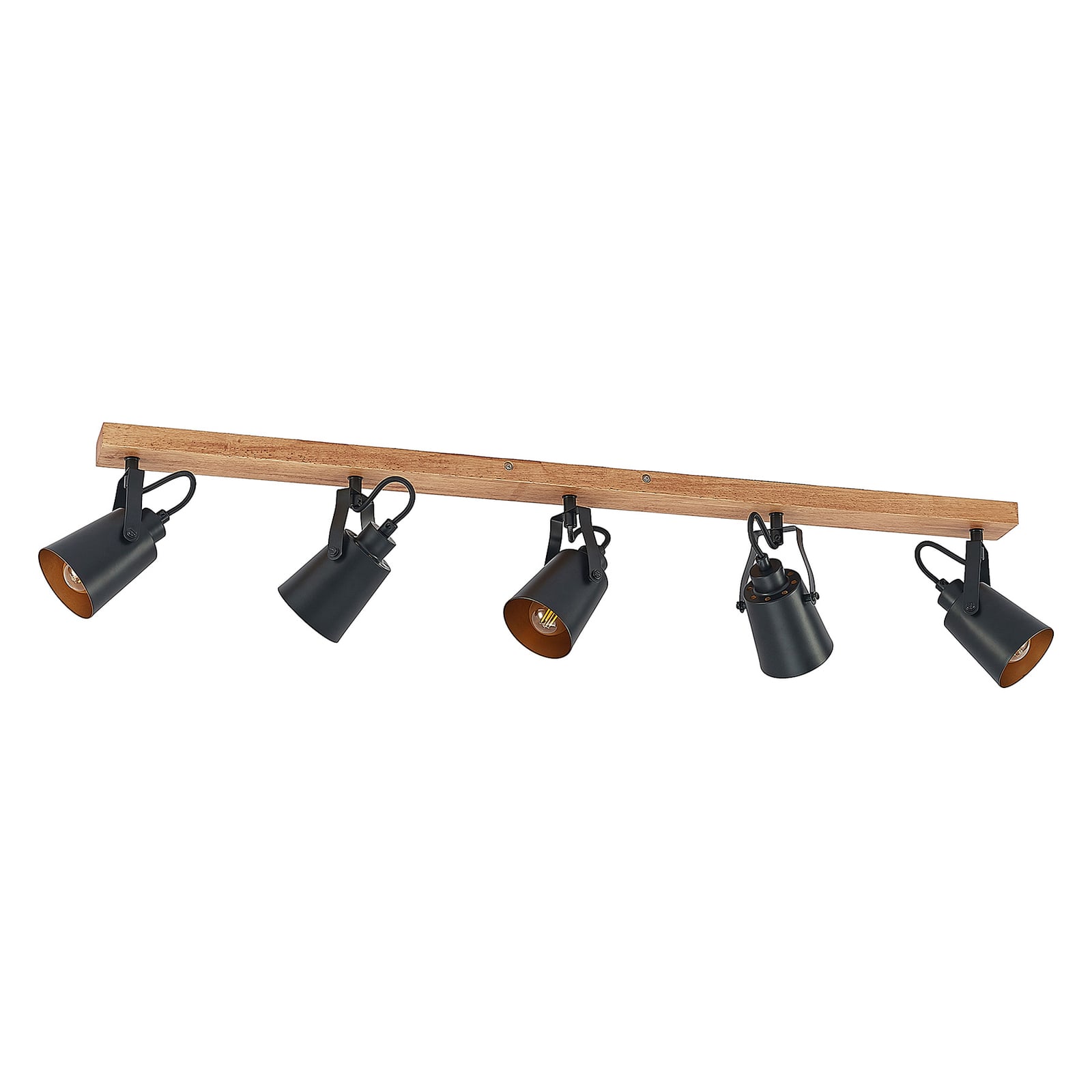 Lindby Deckenstrahler Kimban 5-flg 106 cm Holz Metall dimmbar schwarz/gold - 4251911706802