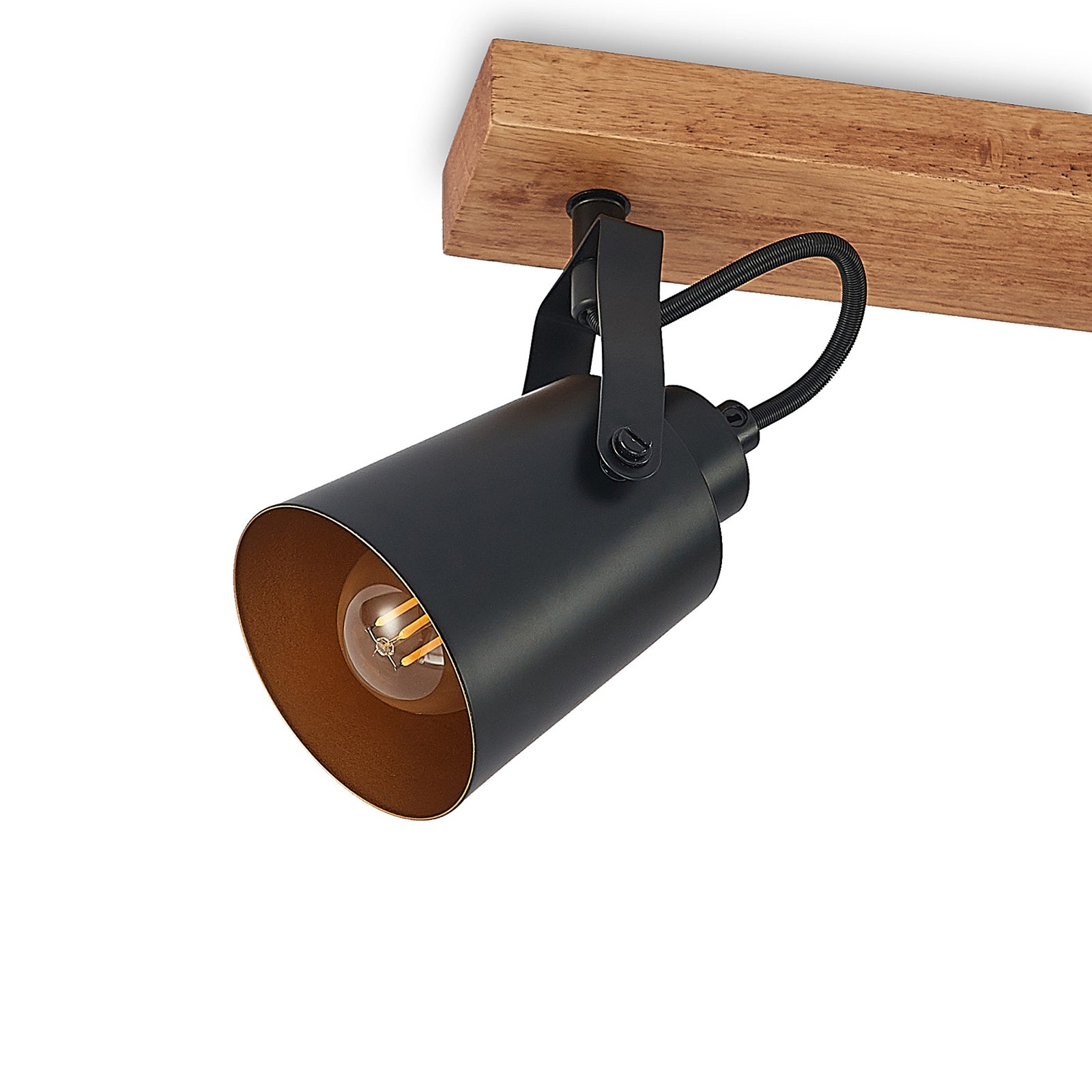 Lindby Deckenstrahler Kimban 5-flg 106 cm Holz Metall dimmbar schwarz/gold - 4251911706802