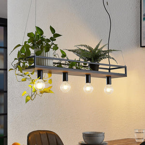 B-Ware Lindby Hängelampe Hängeleuchte Kirista LED Pendelleuchte Lampe schwarz Holz