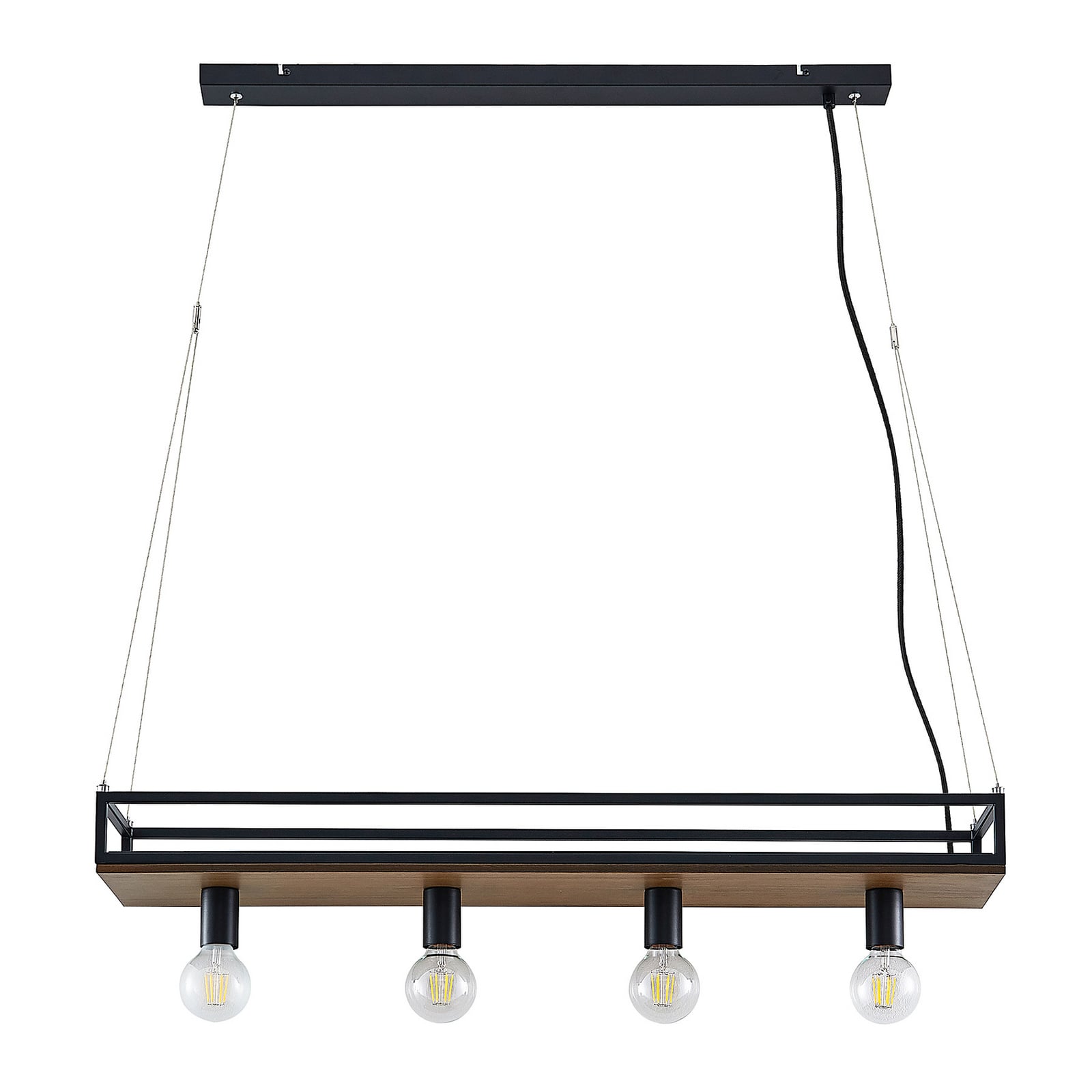 Lindby Hängelampe Hängeleuchte Kirista LED Pendelleuchte Lampe schwarz Holz - 4251911734799