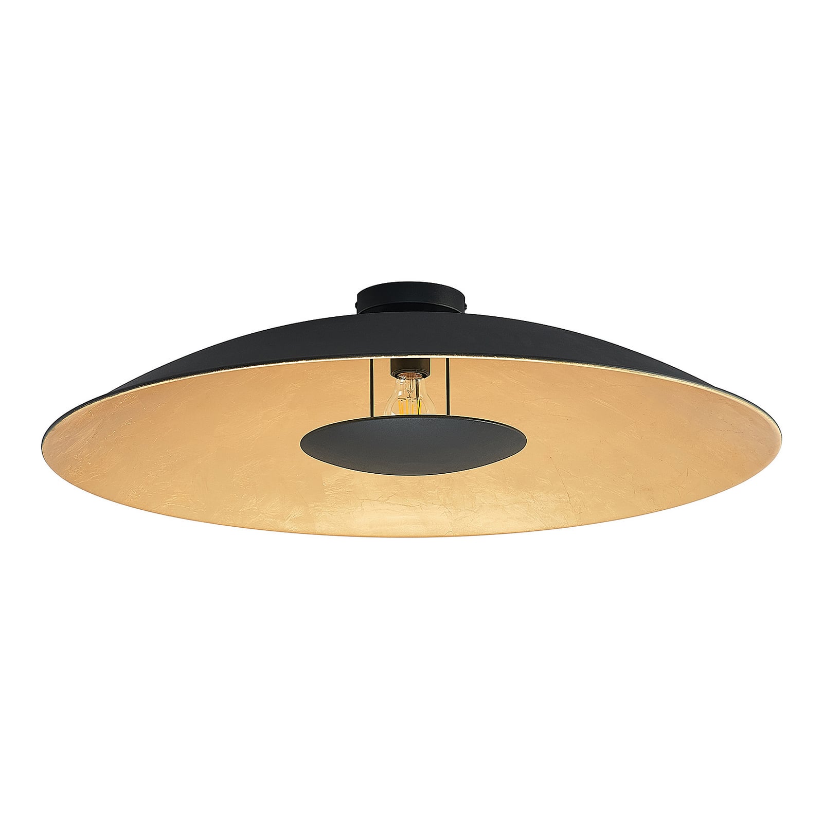 Lindby Deckenlampe Narisara LED Leuchte dimmbar schwarz-gold Ø80cm 1-flammig - 4251911713541