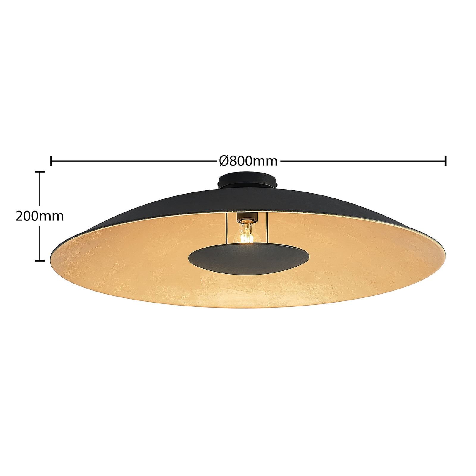 Lindby Deckenlampe Narisara LED Leuchte dimmbar schwarz-gold Ø80cm 1-flammig - 4251911713541