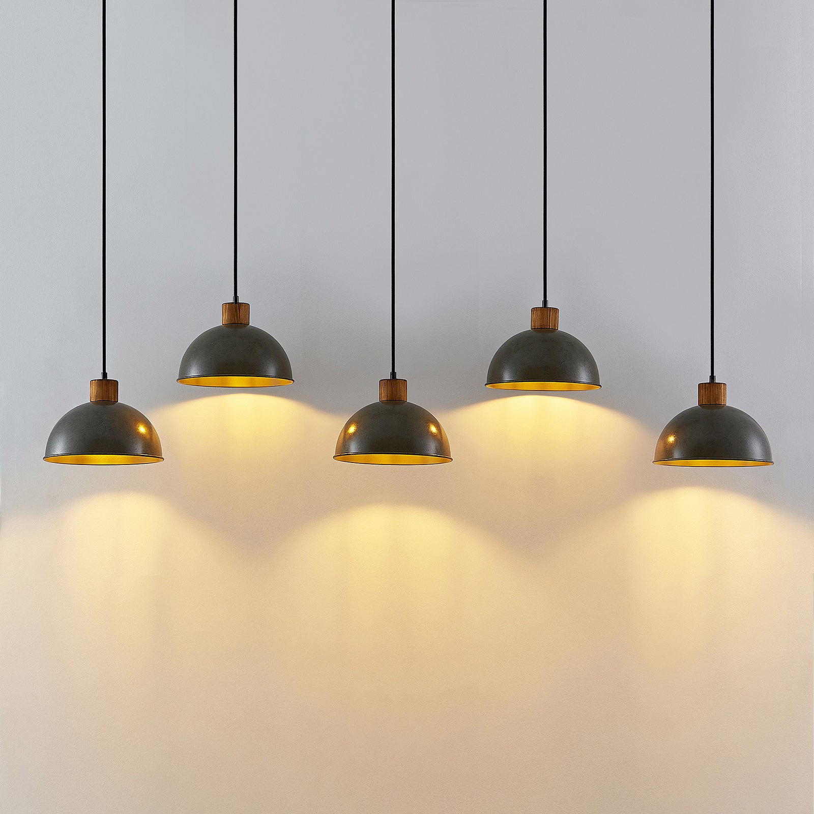 Lindby Hängeleuchte Pendelleuchte Durbis LED 5-flammig E27 grau 149 cm - 4251911719529