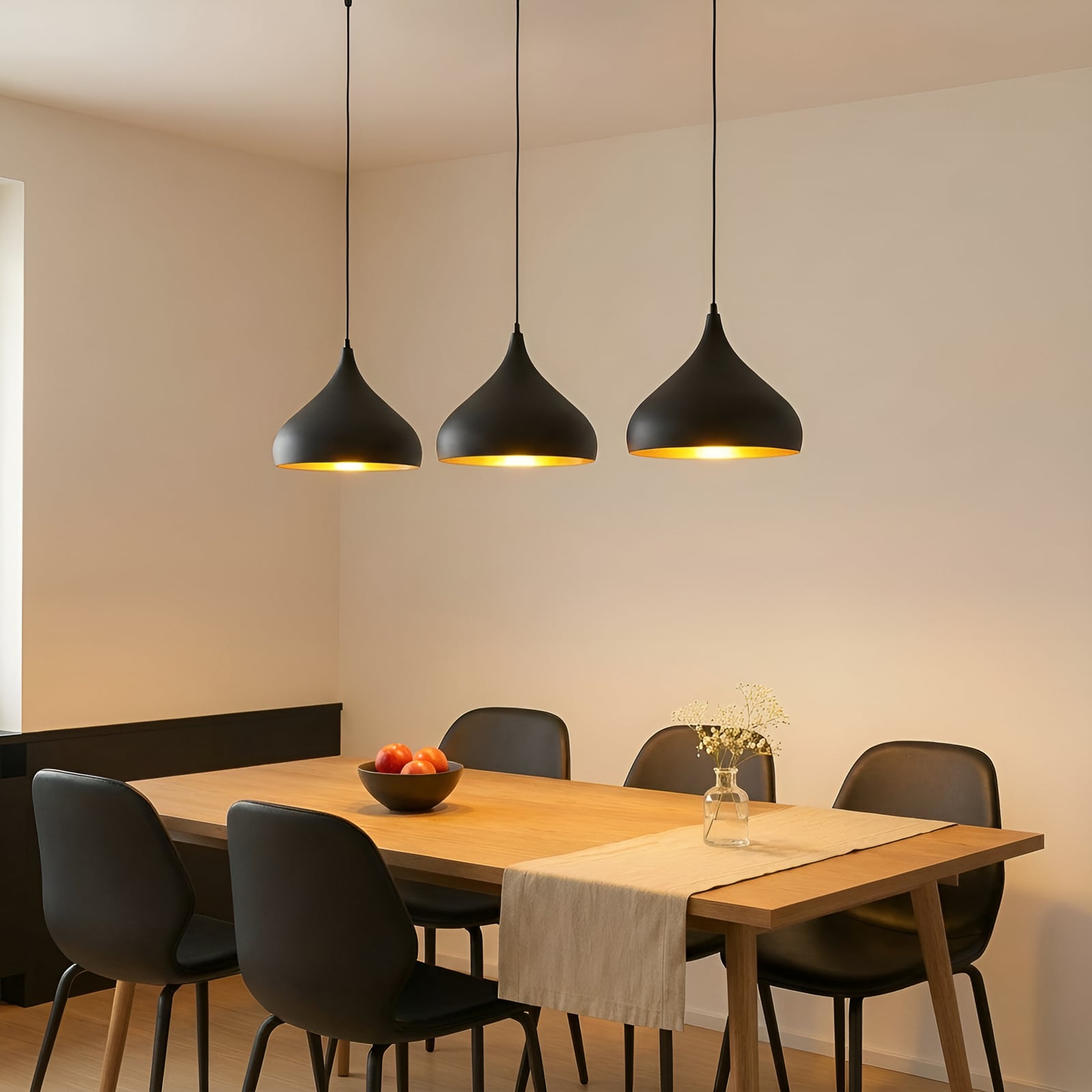 Lindby Pendelleuchte Hängeleuchte Elamira LED Lampe dimmbar schwarz-gold 133cm - 4251911726633